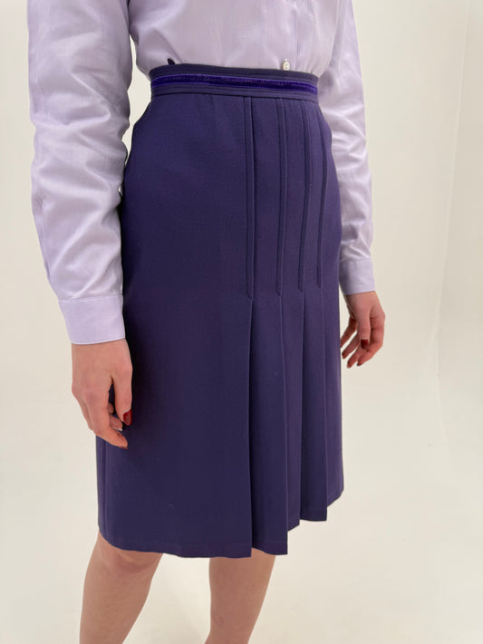 Fustă midi plisată cu talie ultra înaltă din lana extrafina