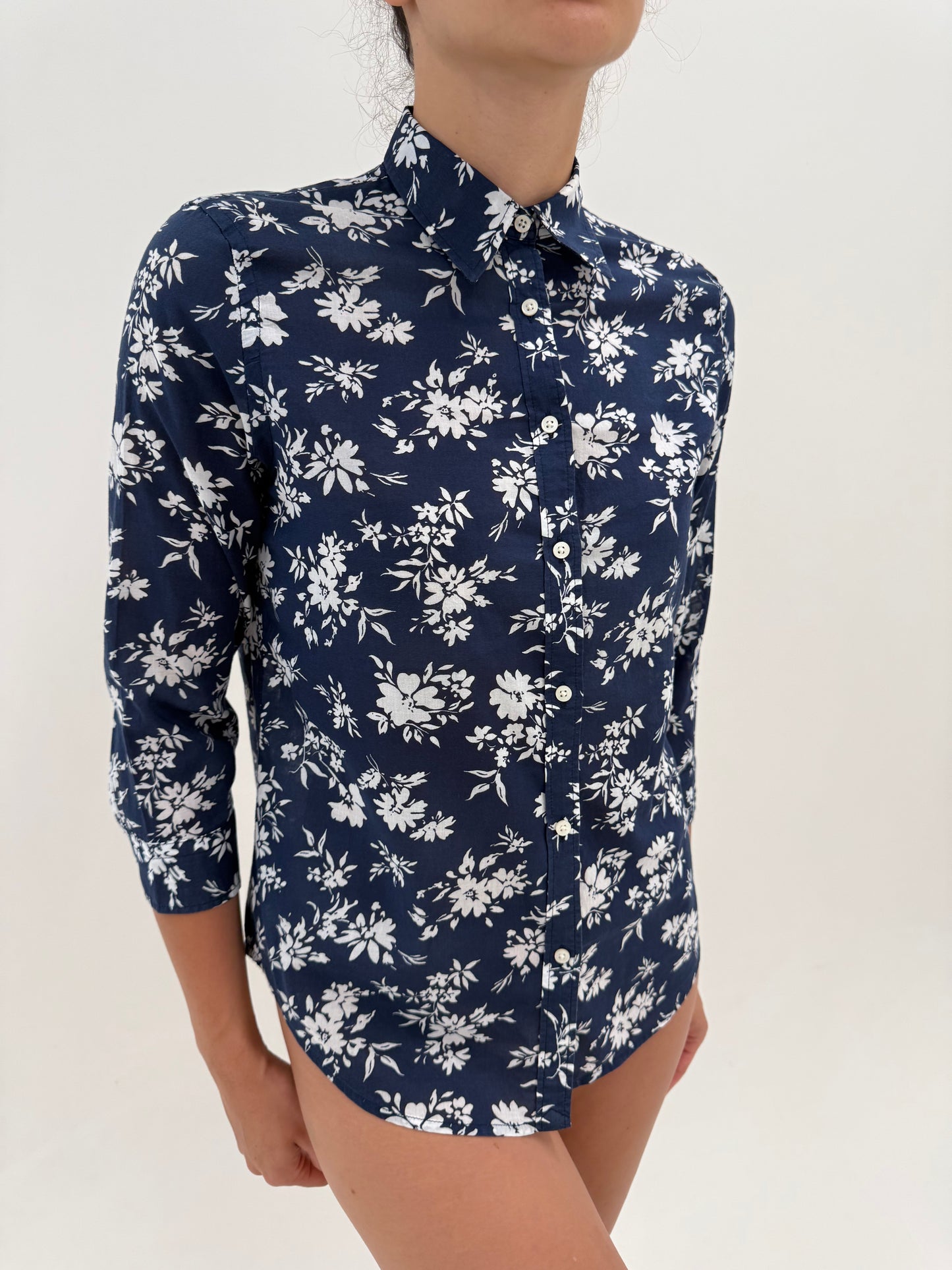 Cămăși Ralph Lauren din cea mai fină panzica de bumbac Navy cu print floral