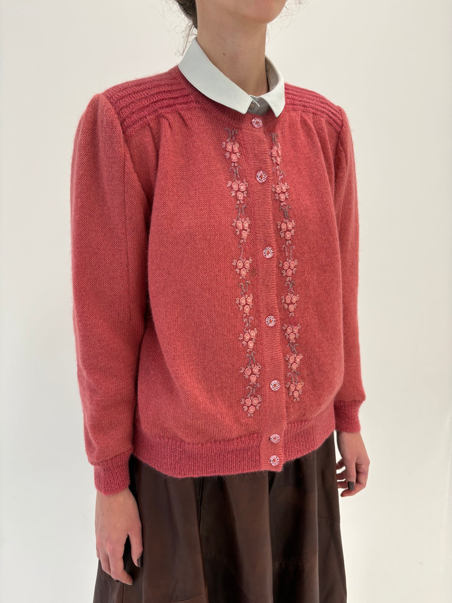 Jacheta vintage luxury din baby mohair cu broderie manuală 3D