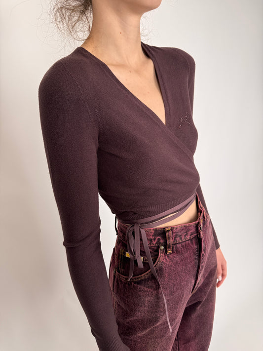 Top italian petrecut cropped plum purple