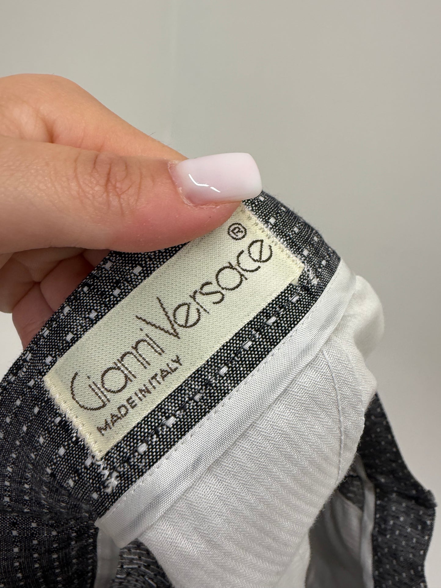 Pantaloni vintage Gianni Versace tall din pânză excepțională melanj