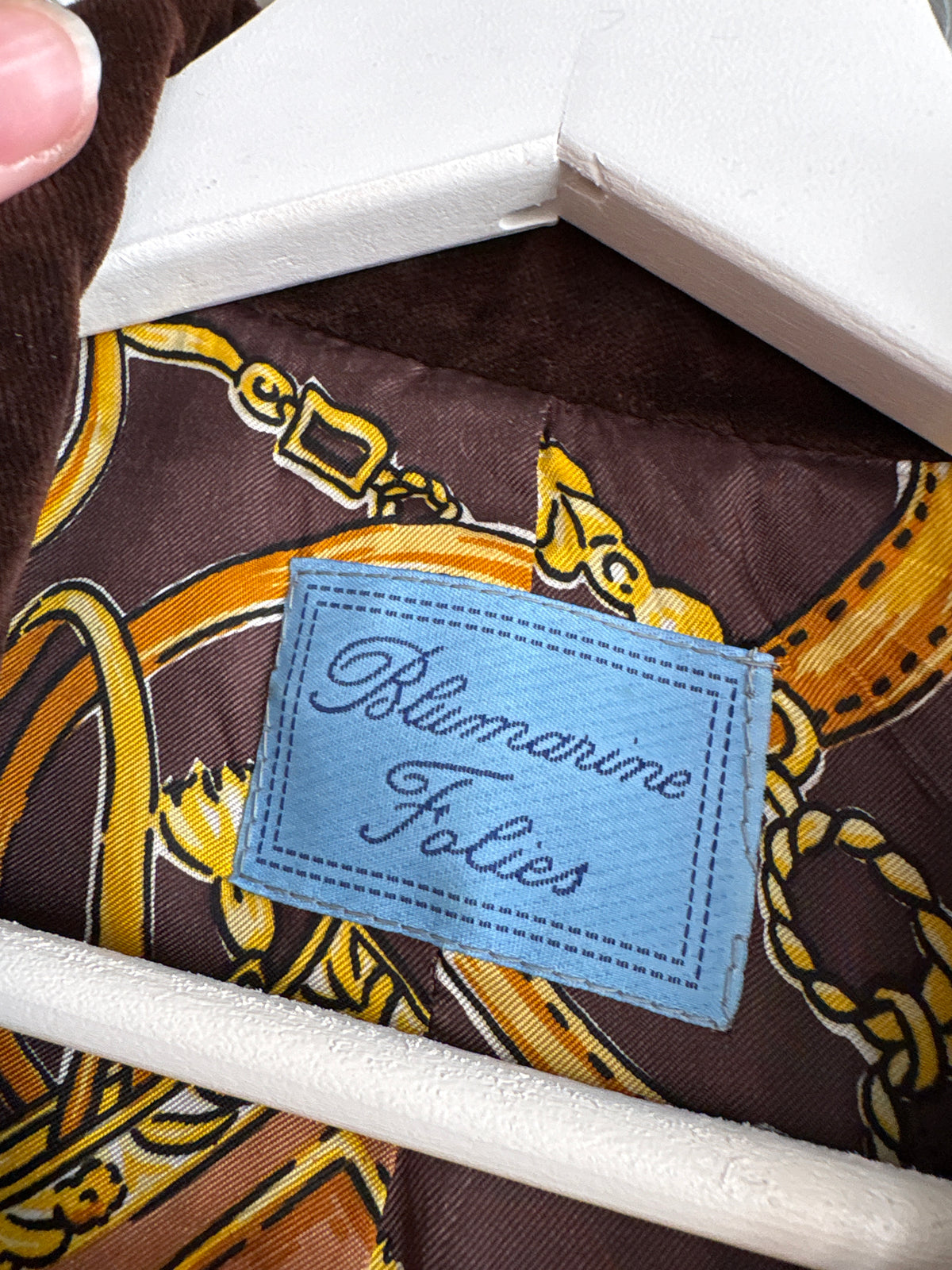 Sacou luxury Blumarine din catifea excepțională chocolate brown cu nasturi aurii metalici