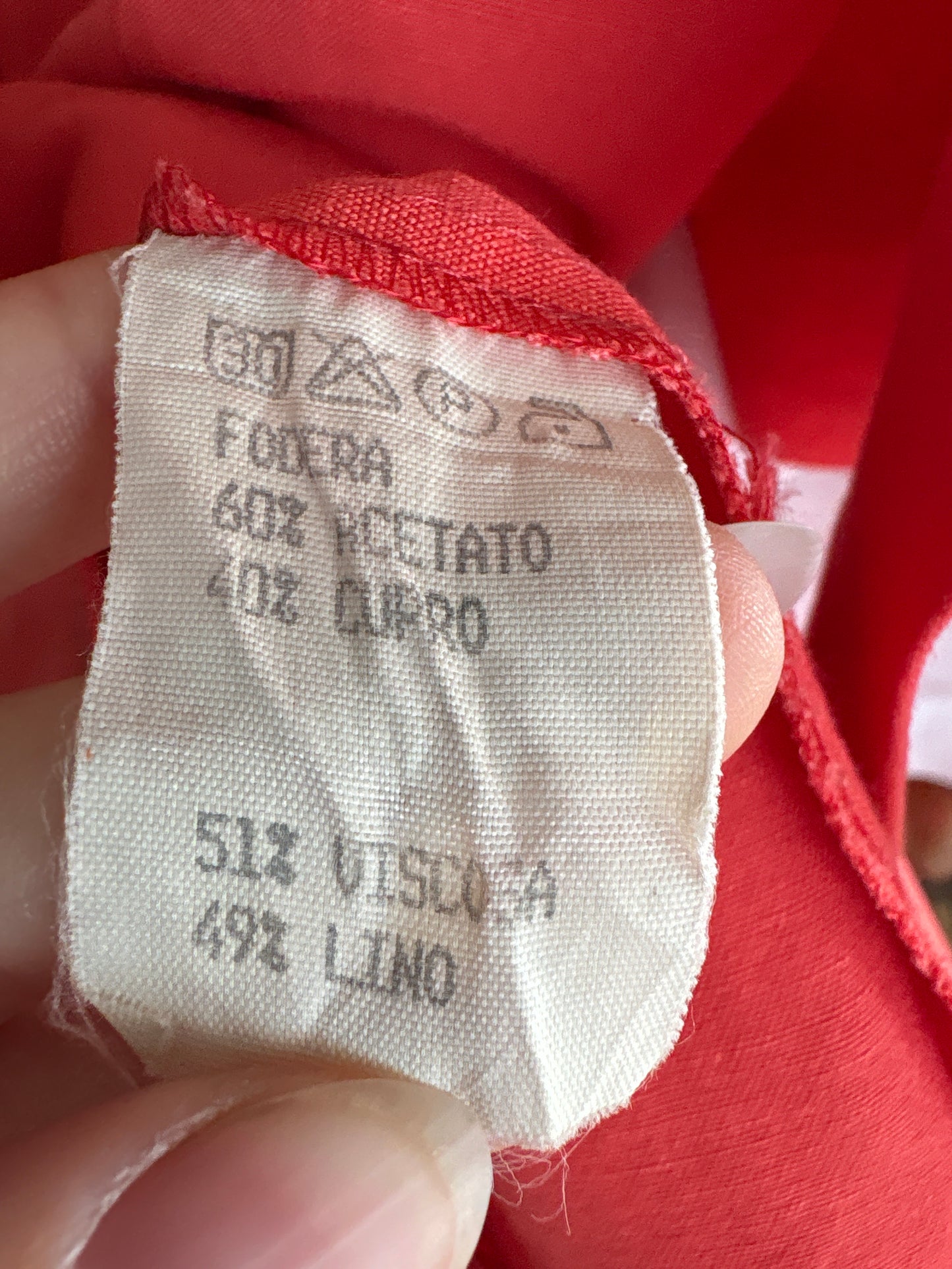 Sacou coral red cu broderie din pânză de in cu nasturi decorativi