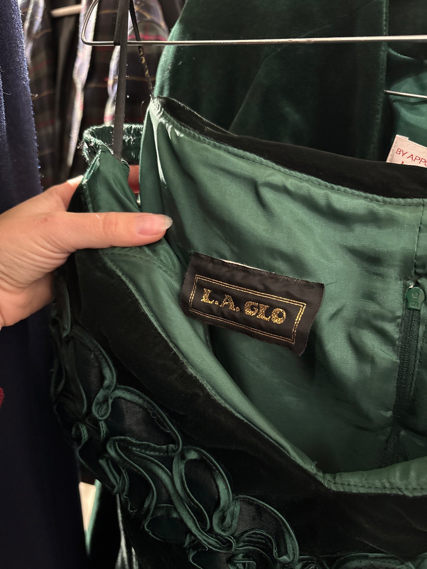 Rochie vintage de seară cu corsaj din catifea dark green în croi super feminin