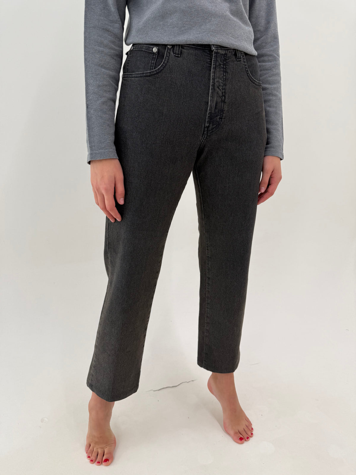 Jeans Trussardi straight leg dark wash din bumbac gros modelator