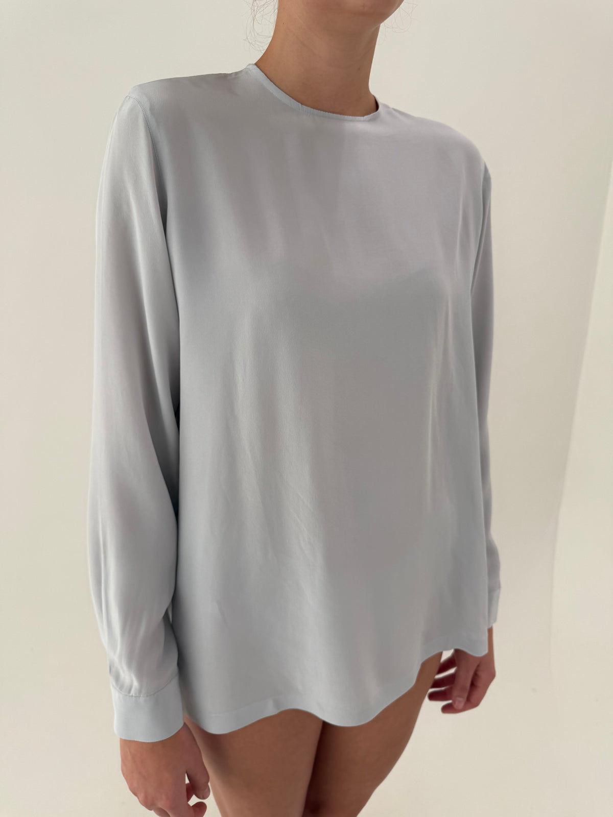 Cămașa Emporio Armani din mătase naturală silver gray