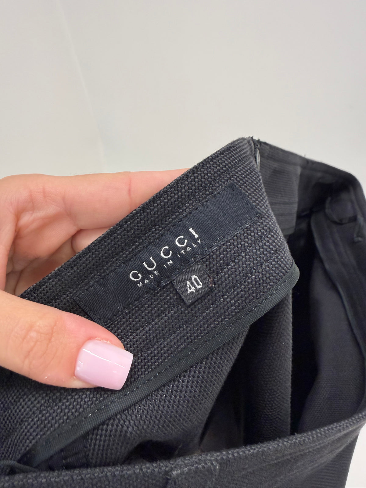 Fustă Gucci clasică perioasa Tom Ford 2003 din canvas texturat de bumbac și mătase naturală