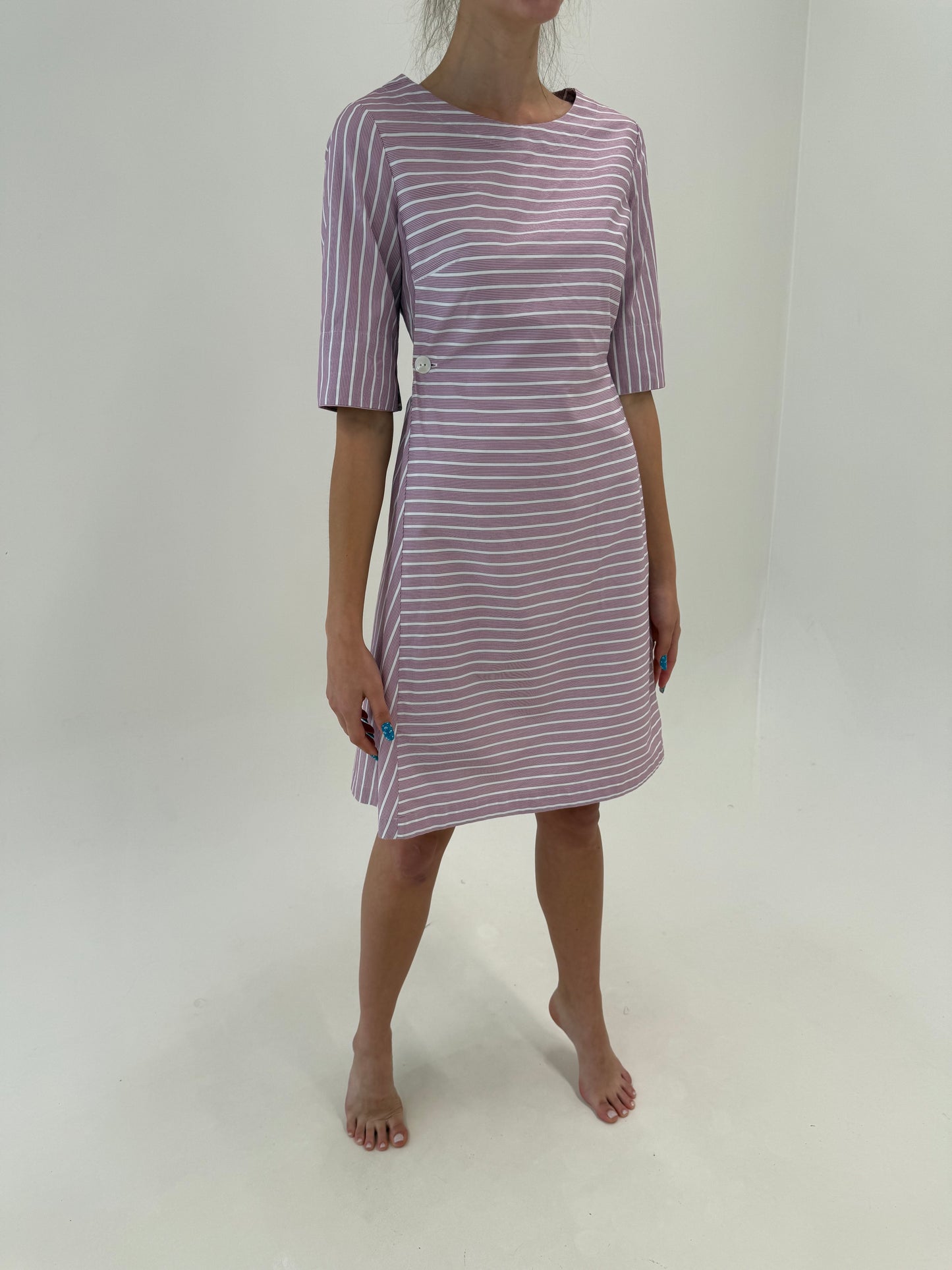 Rochie de brand super premium italian în croi actual din poplin de bumbac în dungi