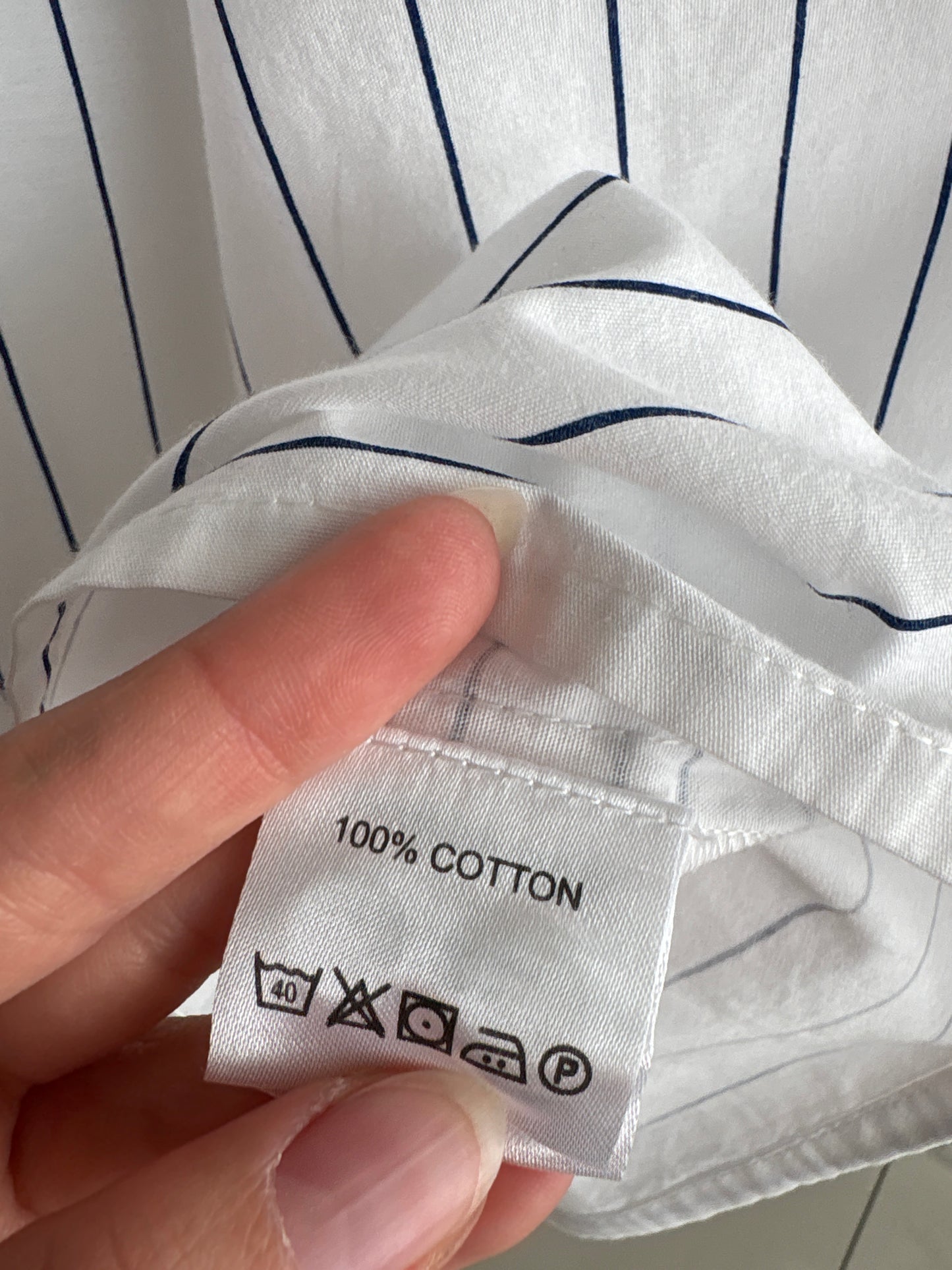 Fustă vintage din poplin premium în dungi fine cu buzunare în croi amplu