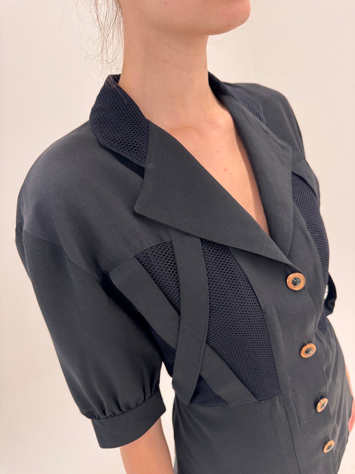 Sacou / top cambrat vintage spectaculos in croi elaborat cu inserții transparente