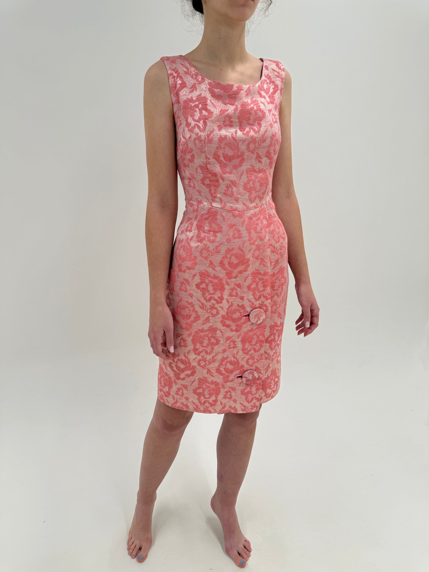 Rochie Old vintage early 60s din jacquard de mătase naturală