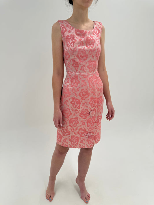 Rochie Old vintage early 60s din jacquard de mătase naturală