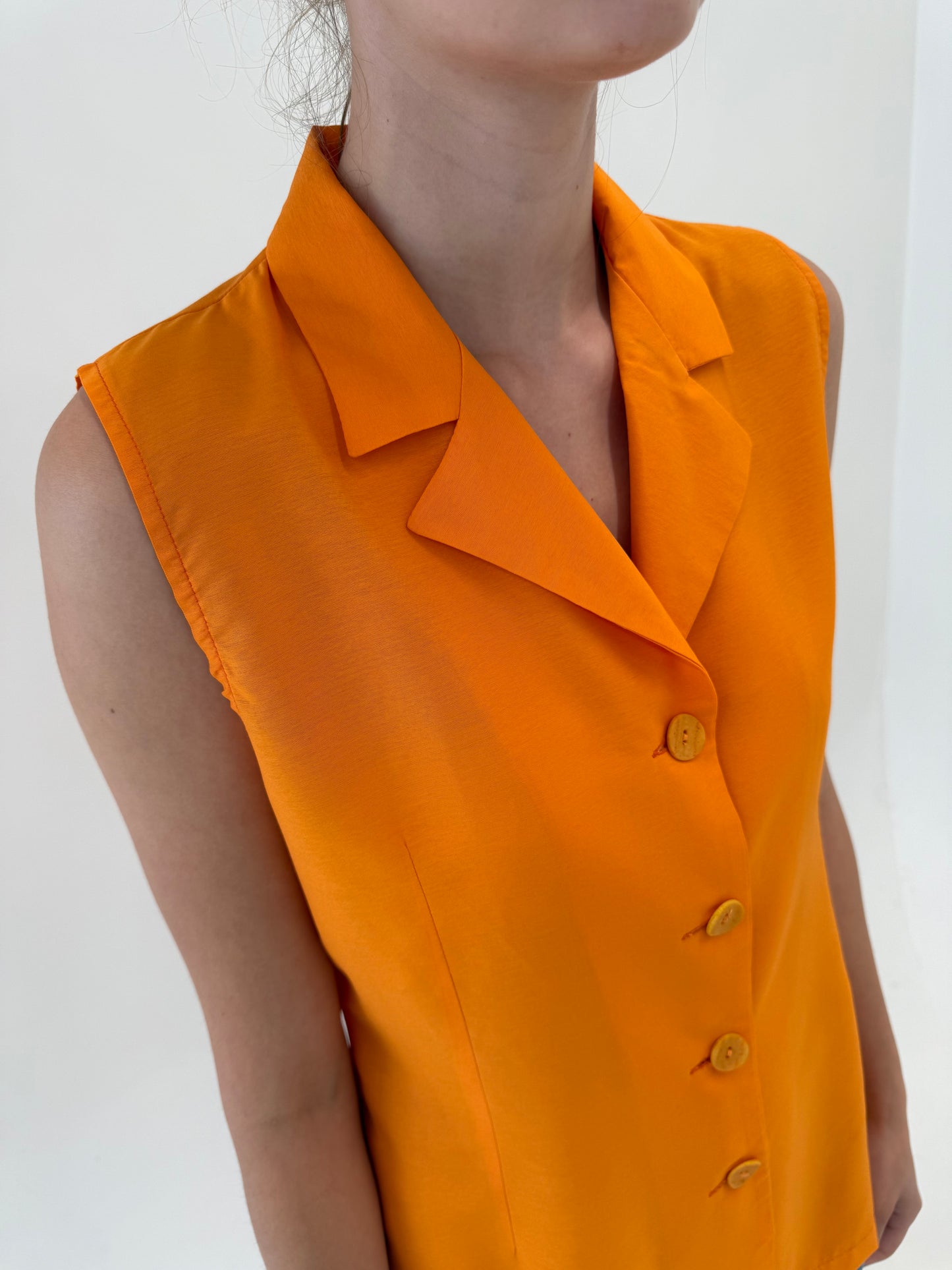 Cămașa orange vintage italiană în croi cambrat