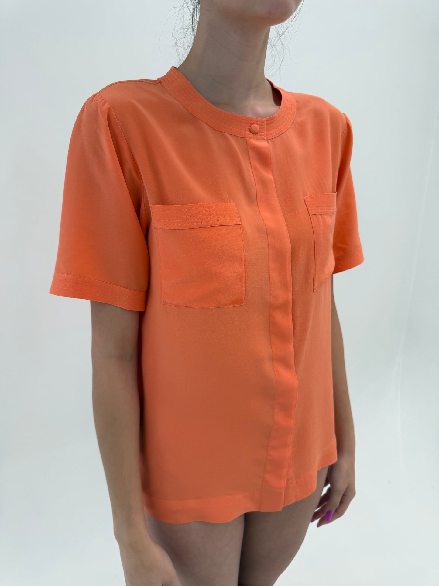 Cămașa italiana din mătase naturală salmon orange
