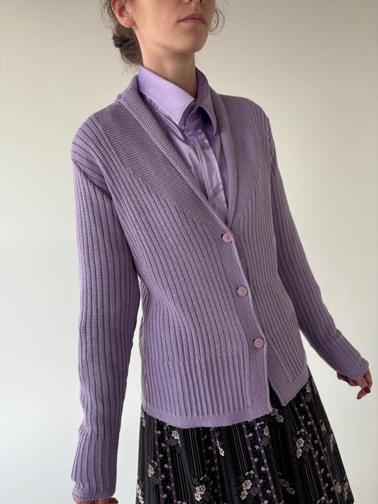 Cardigan premium lavandă din jerse de gramaj mare