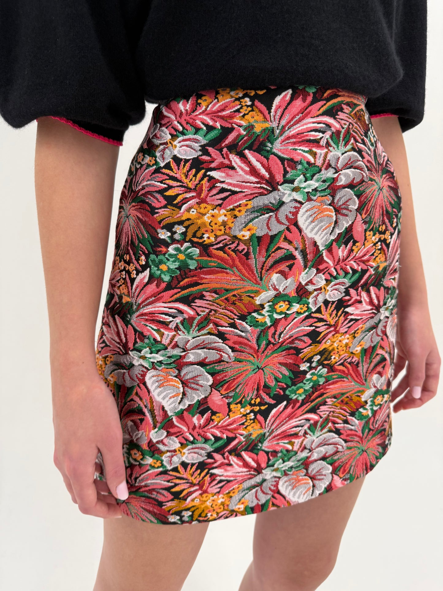 Fustă de brand luxury MSGM din brocart in culori tari de la zi la seară