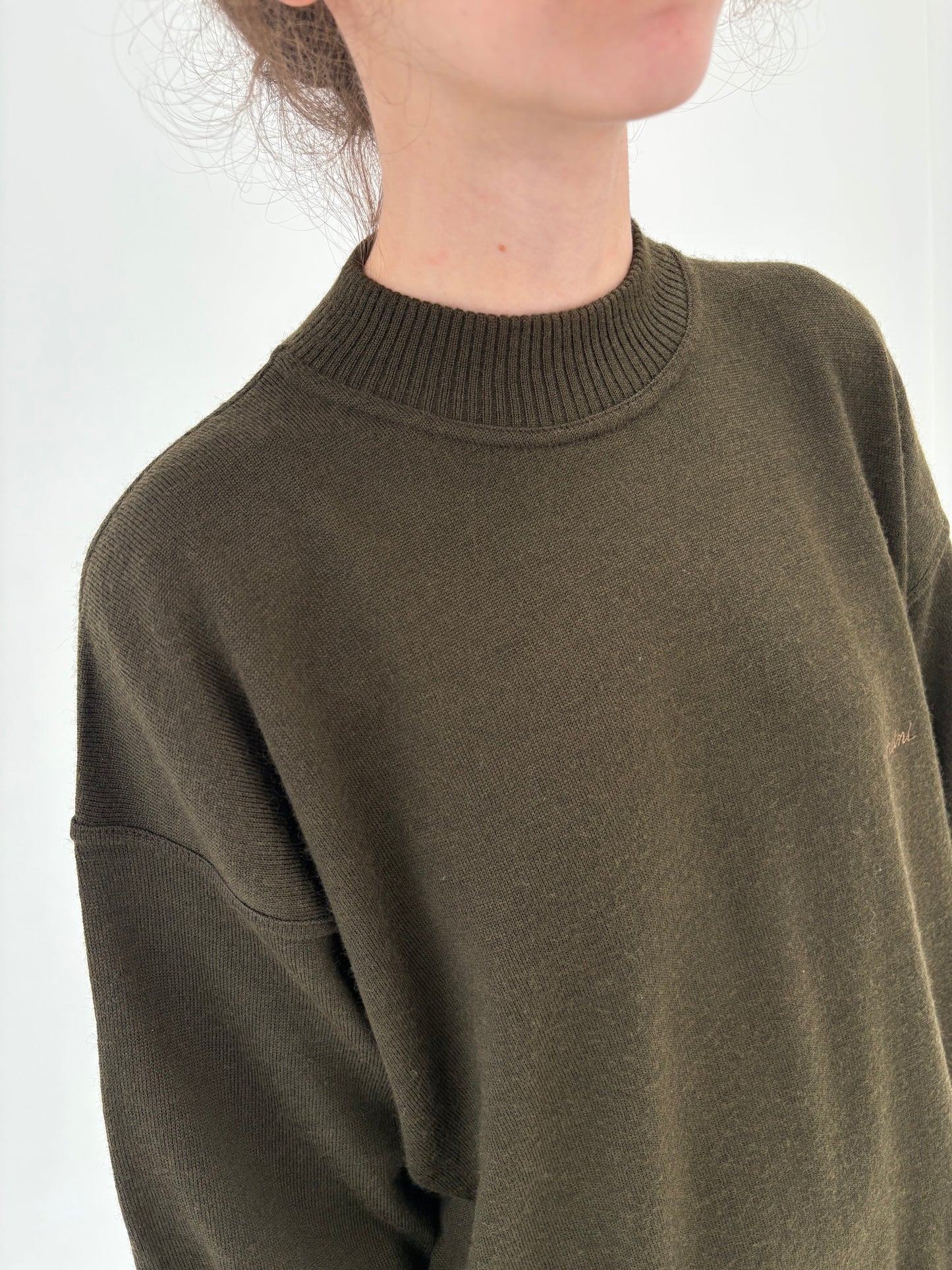 Maleta chimney dark kaki italiană din lana merino extrafina de gramaj mare