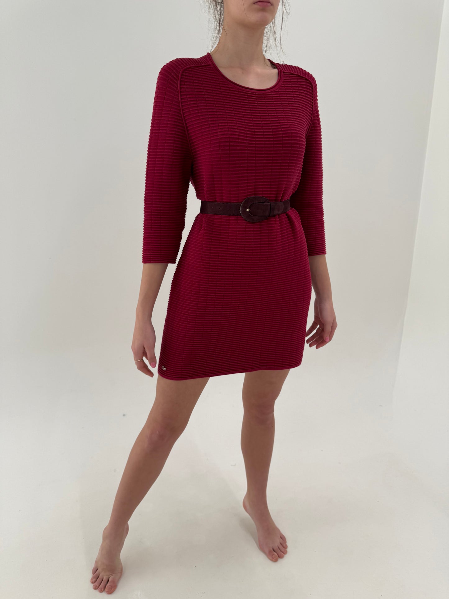 Rochie Lacoste cu influențe casual din jerse ribbed de bumbac cu elastan