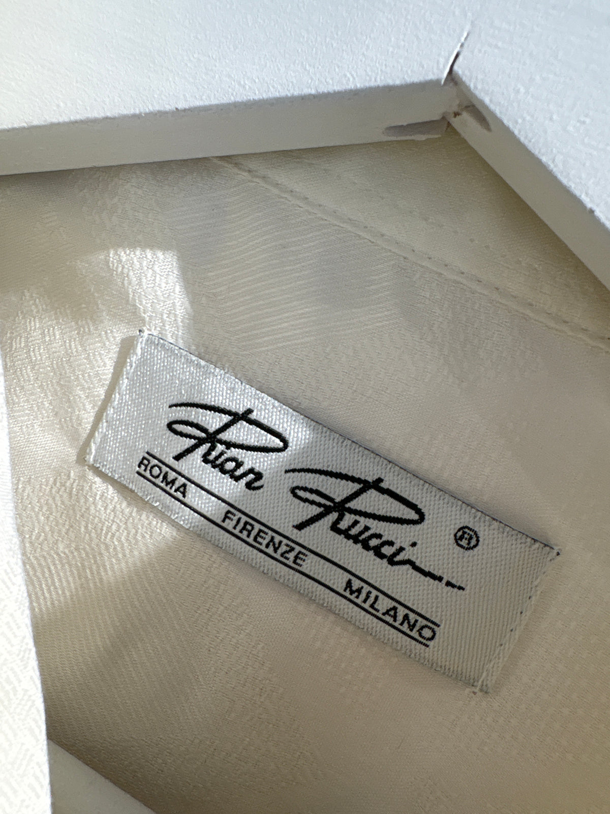 Cămașa vintage italiana din poplin jacquard butter white de button down