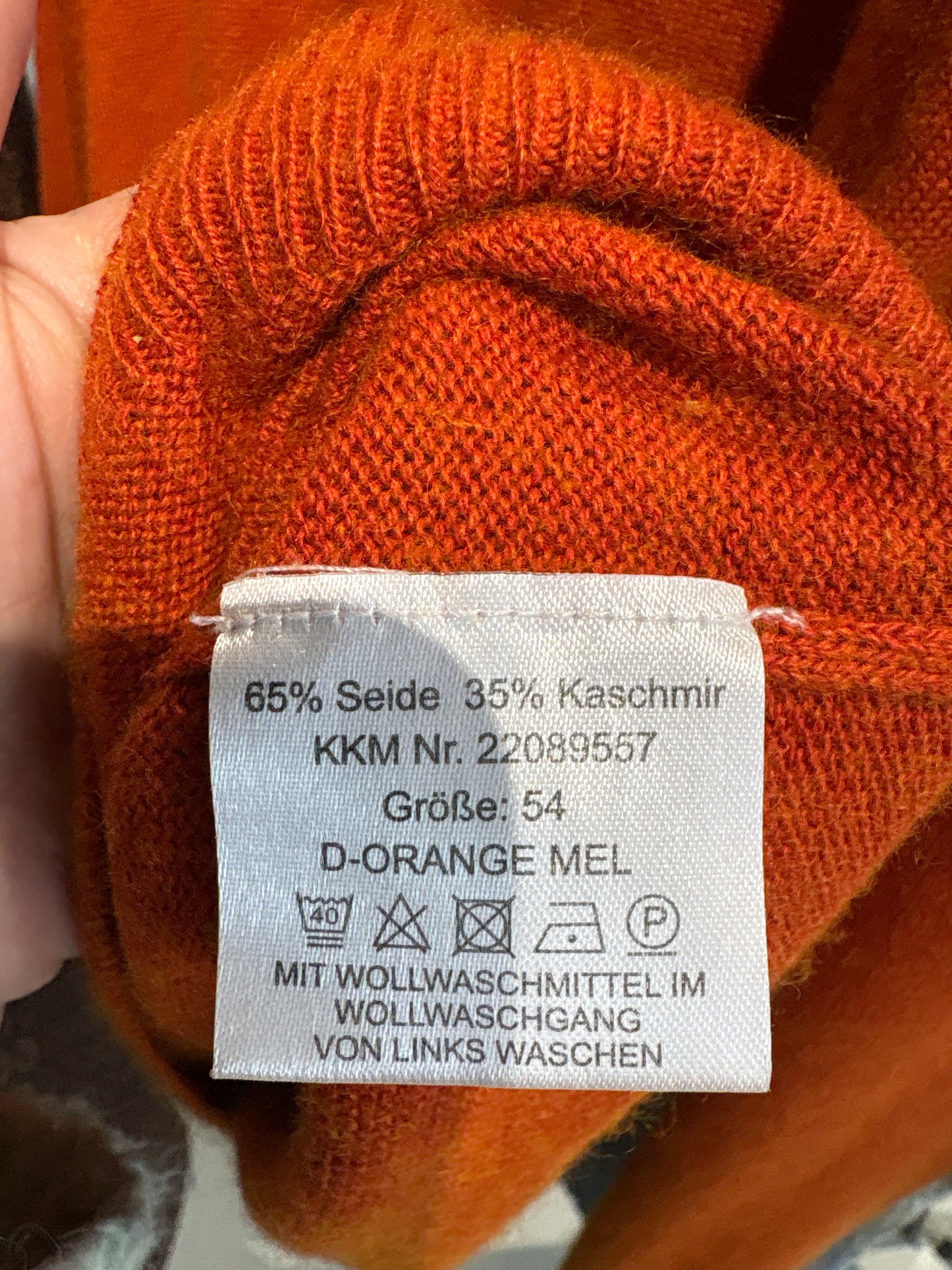 Pulover plus size burnt orange din cașmir și mătase naturală