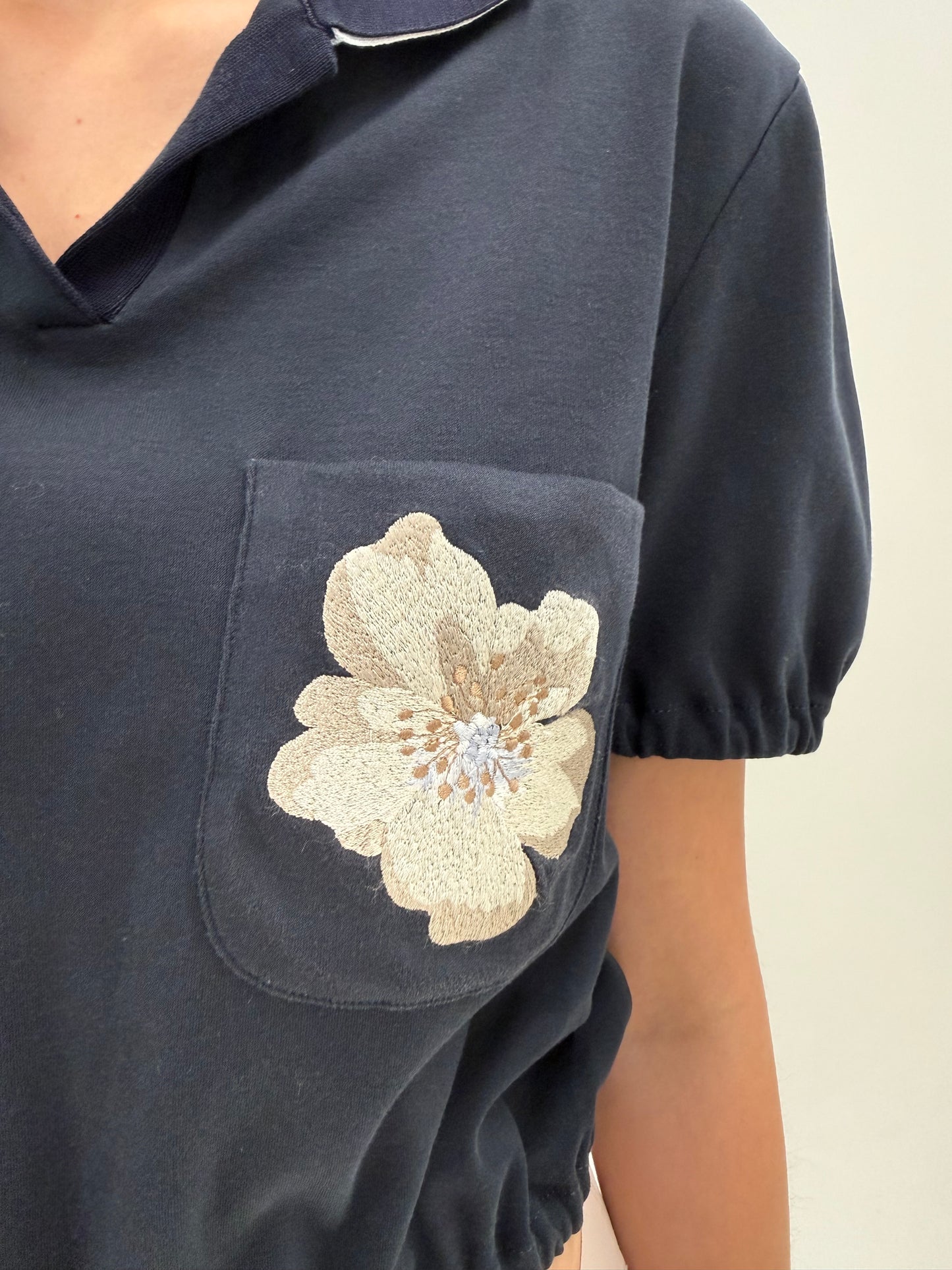 Top polo Valentino cu broderie din bumbac excepțional