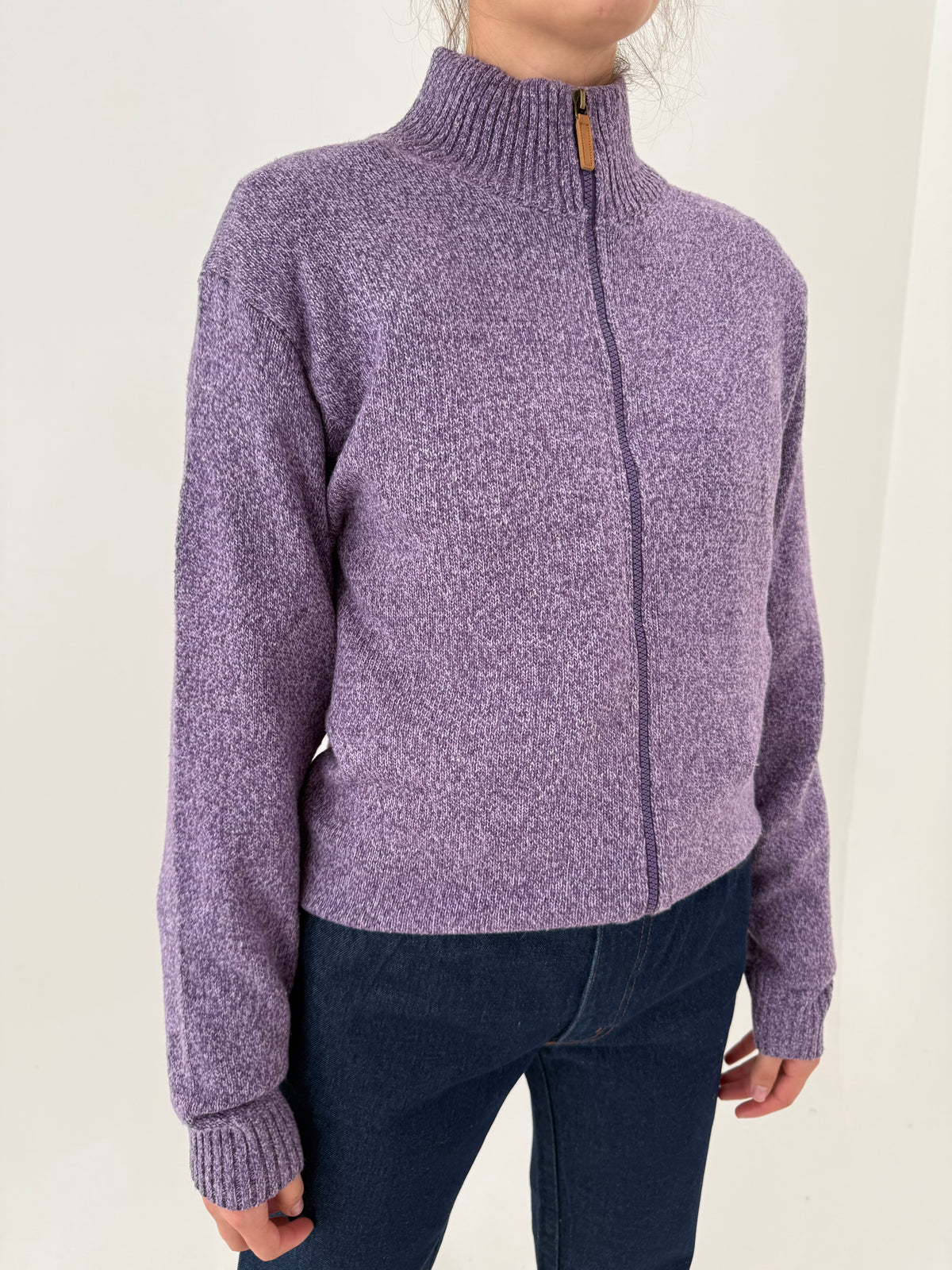 Jacheta / cardigan full zip din triocot plin 70% lana extrafina melanj cu influențe casual