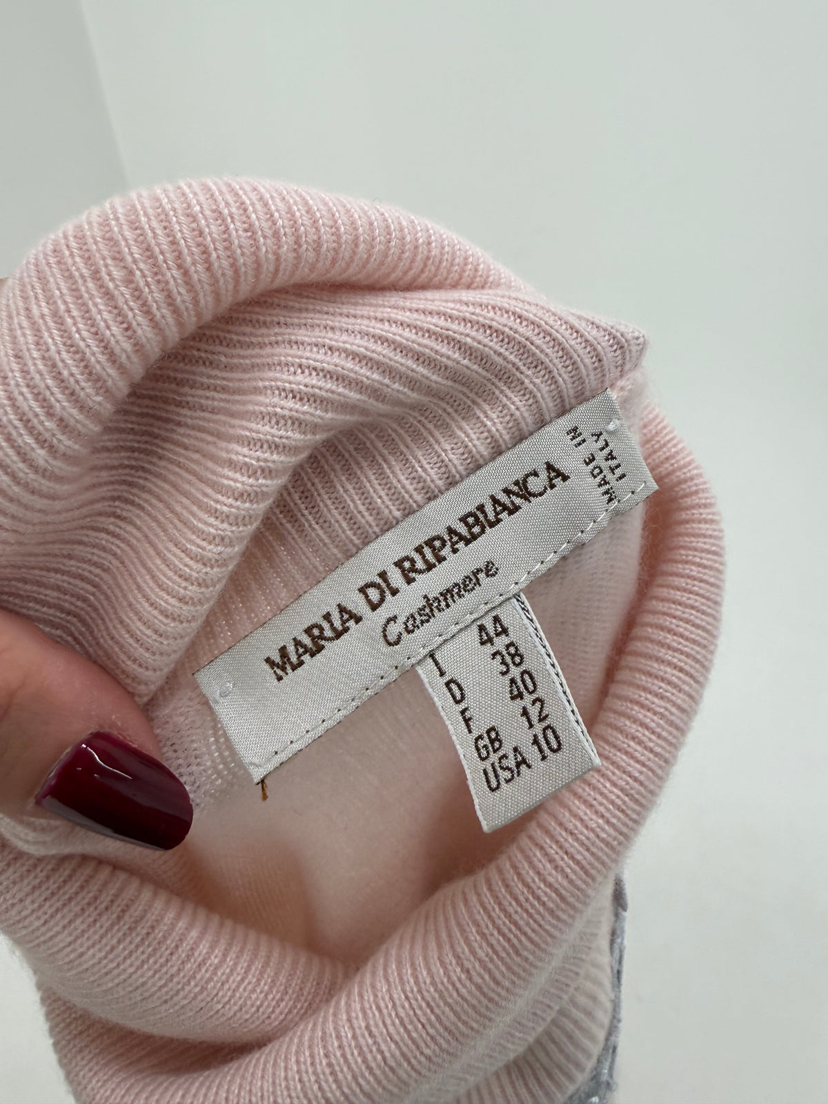 Maleta powder Pink din cașmir cu dantelă macrame