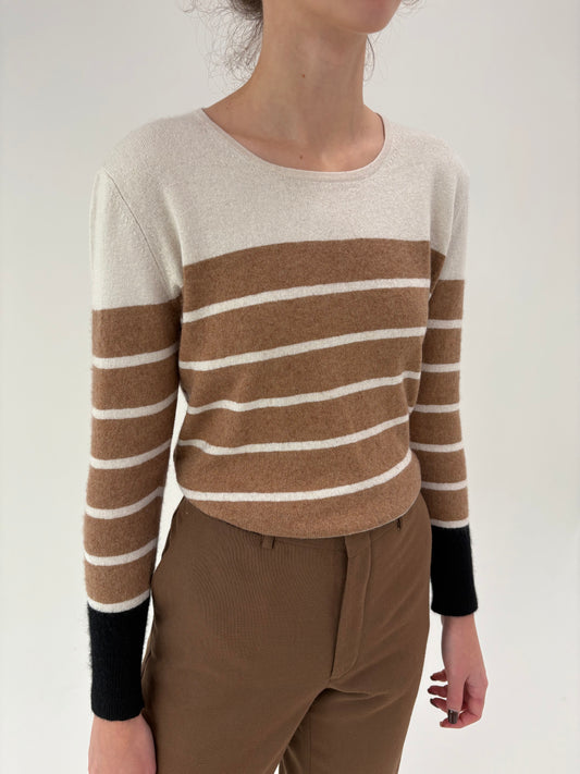 Pulover din cașmir și mătase naturală multiply în combinație de culori neutre