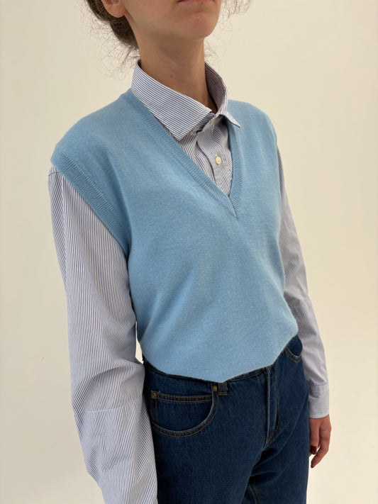 Top/ vesta vintage baby blue din lana extrafina
