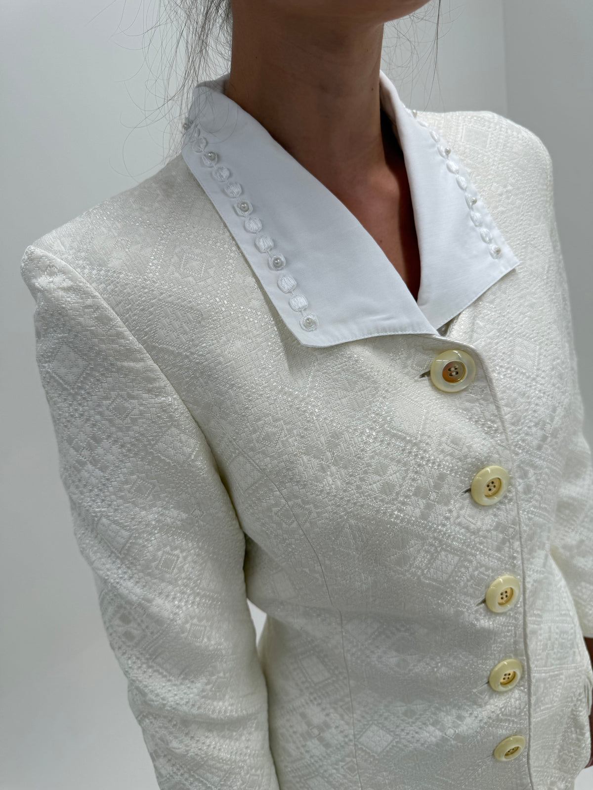 Sacou elegant high end italian din brocart excepțional ușor perlat