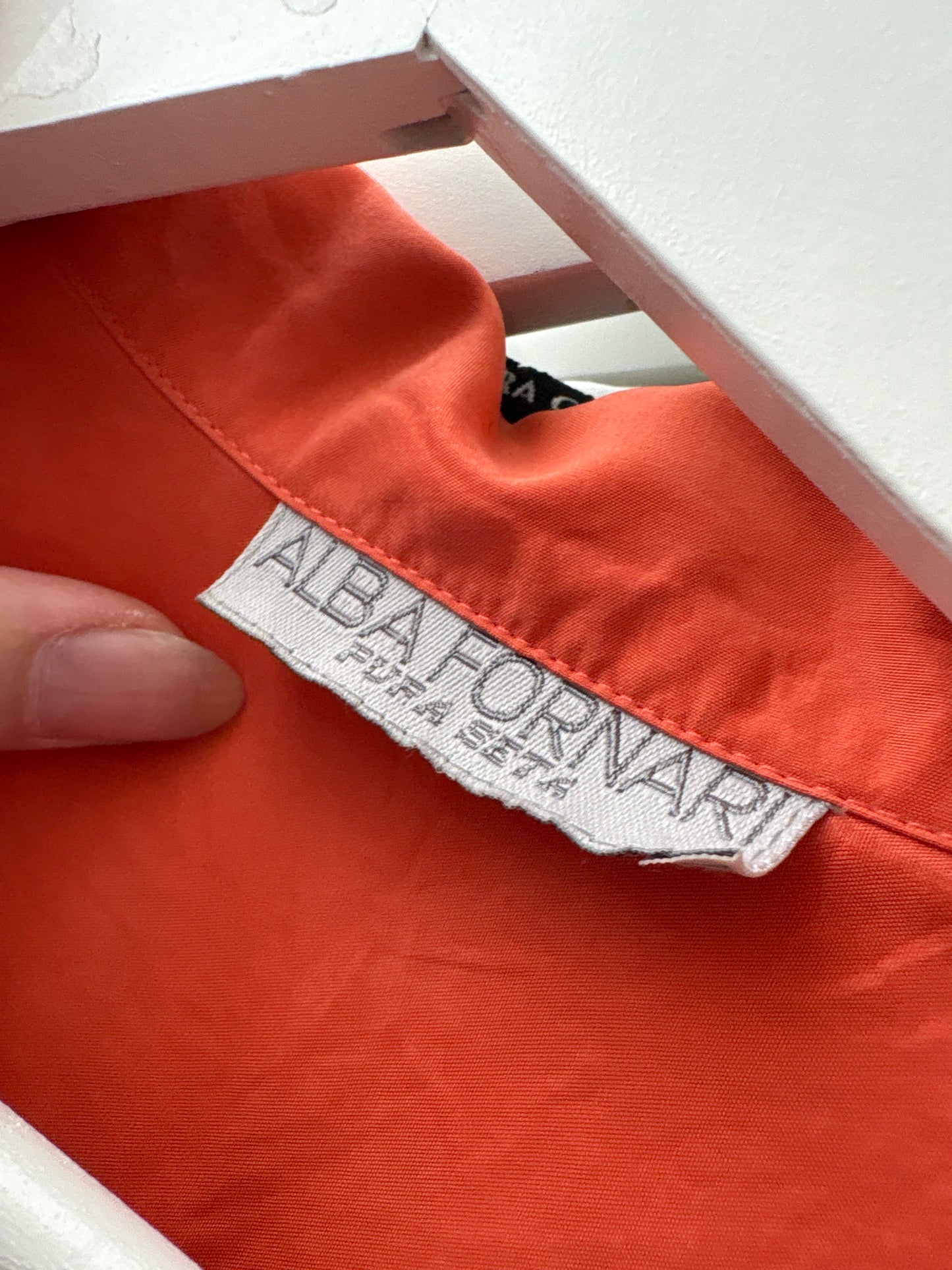 Rochie vintage italiană pumpkin orange tip cămașă din mătase naturală
