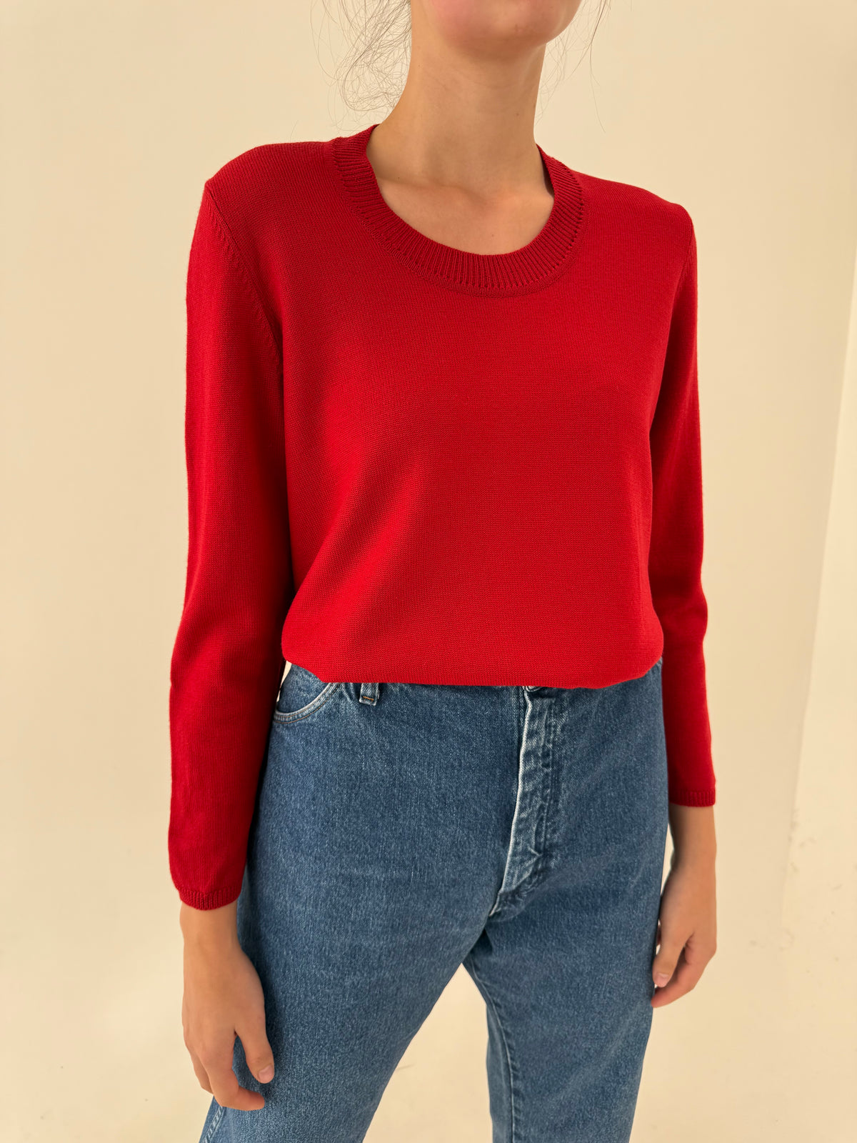 Pulover cherry red din lana extrafina petite