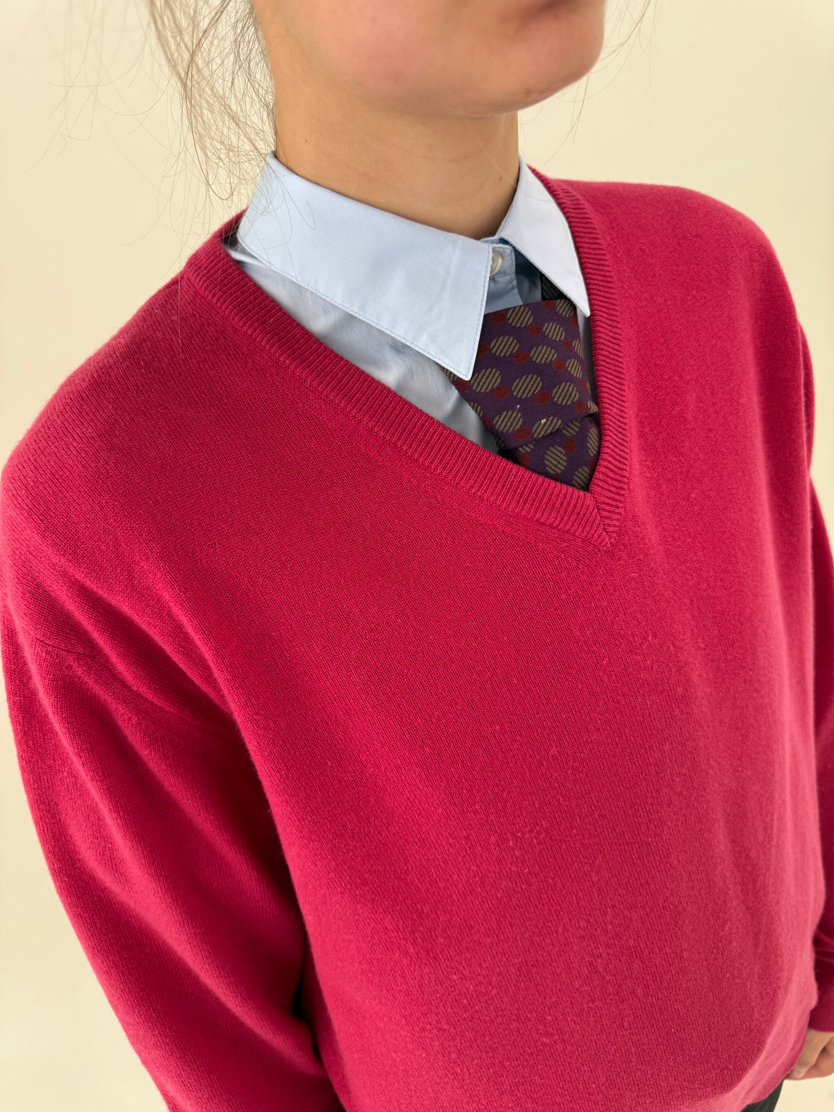 Pulover italian din cașmir fucsia în anchior