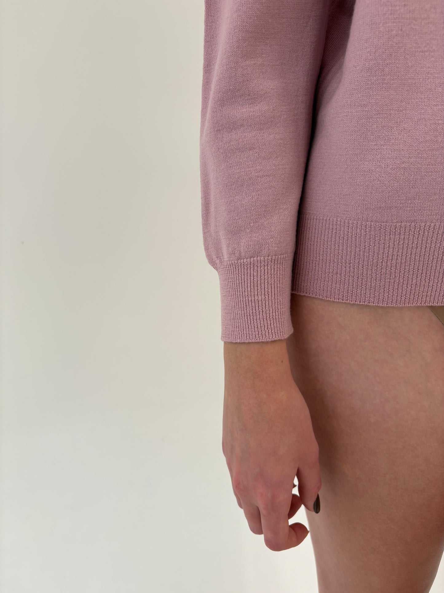 Maleta italiană powder pink petite din lana merino extrafina de gramaj mare