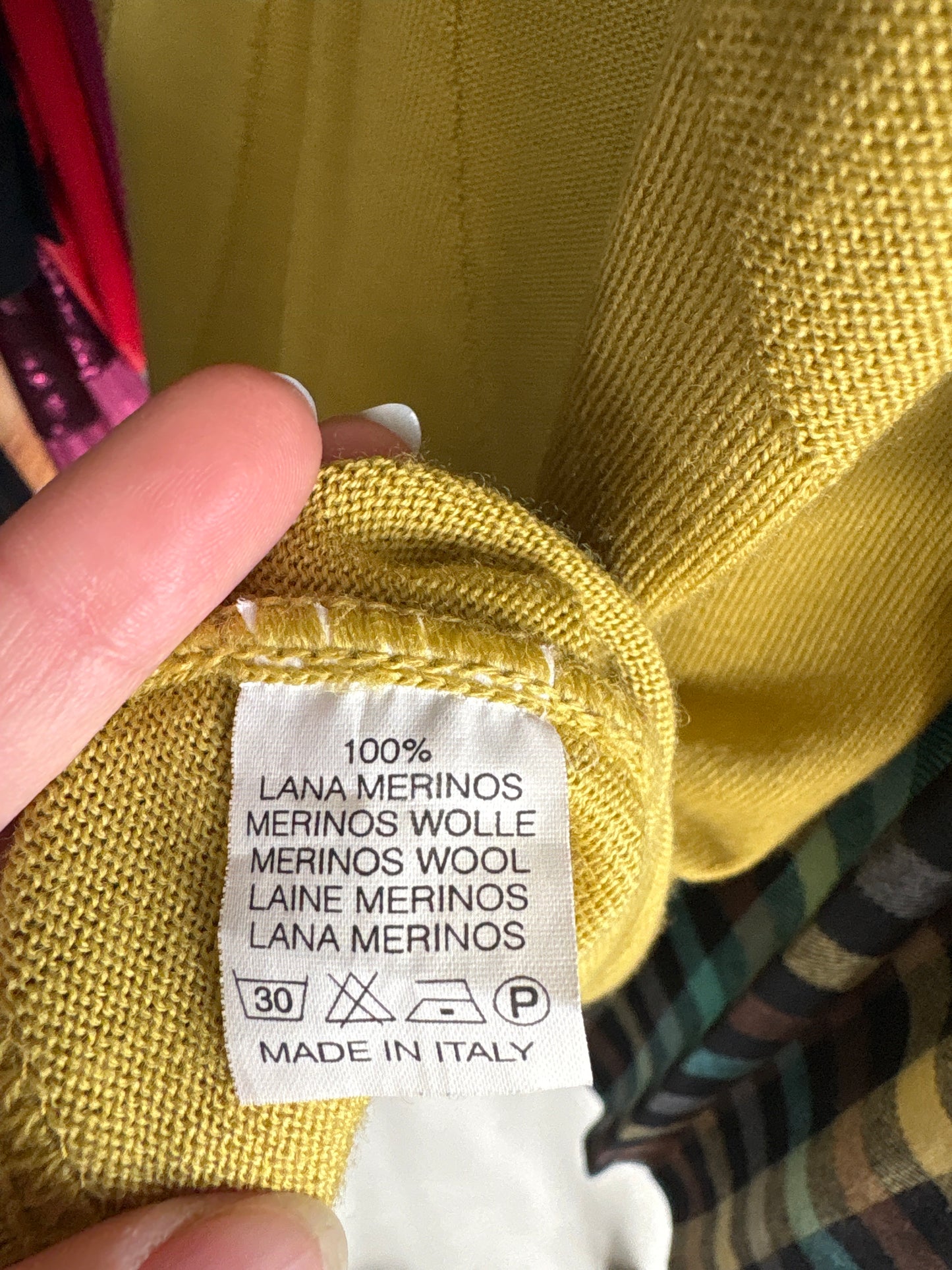 Maleta mustard green italiană din lana merino extrafina de gramaj mare
