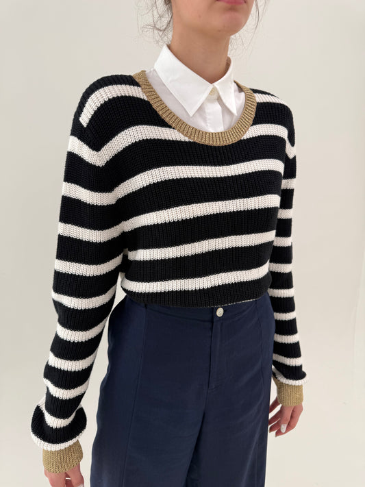 Soft knit Ralph Lauren în dungi și detalii din poplin