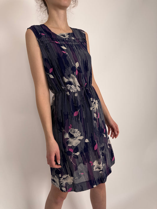 Rochie vintage din mătase naturală cu talie marcată elastică
