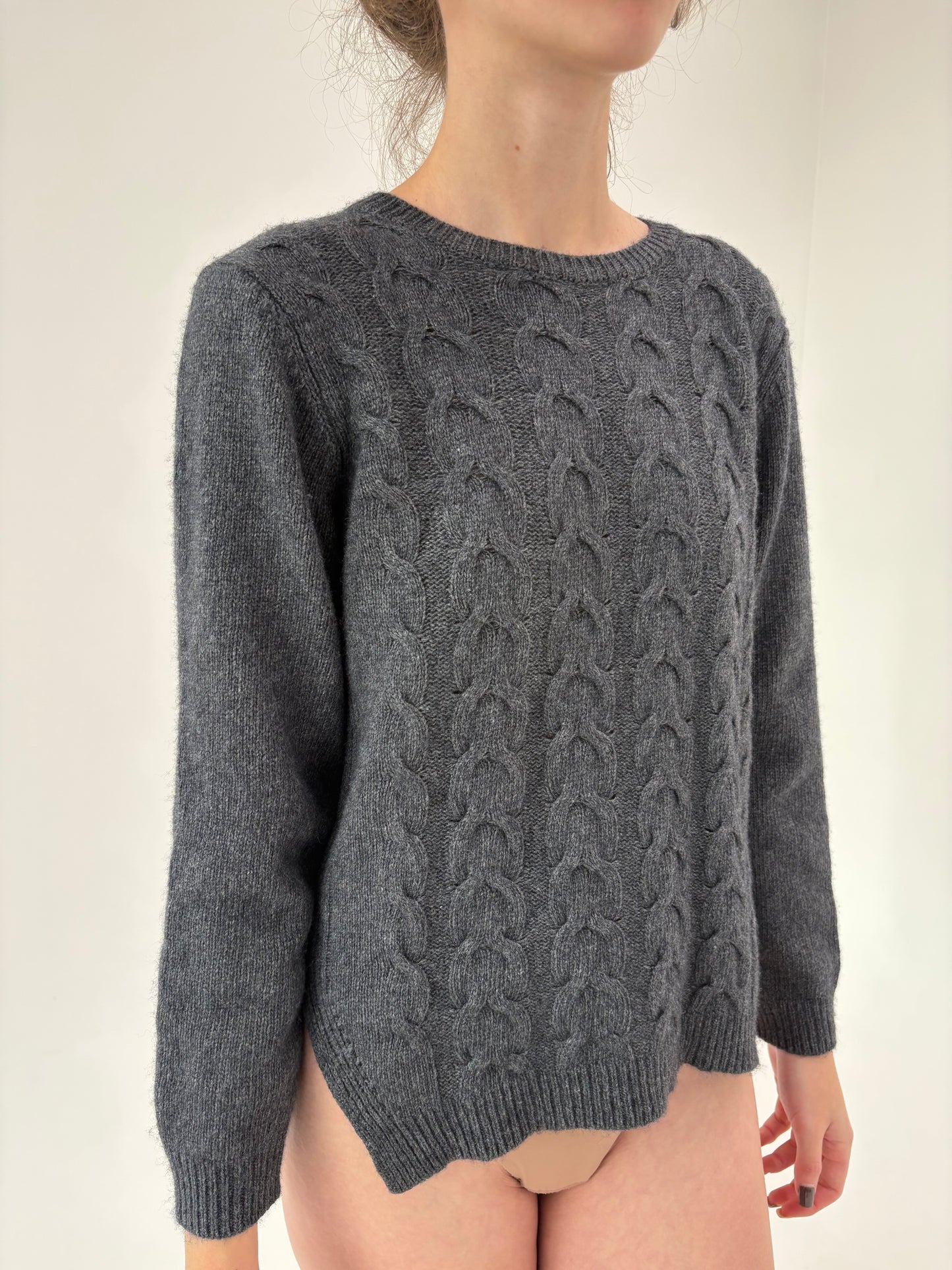 Pulover high end texturat de gramaj mare din lana merino extrafina