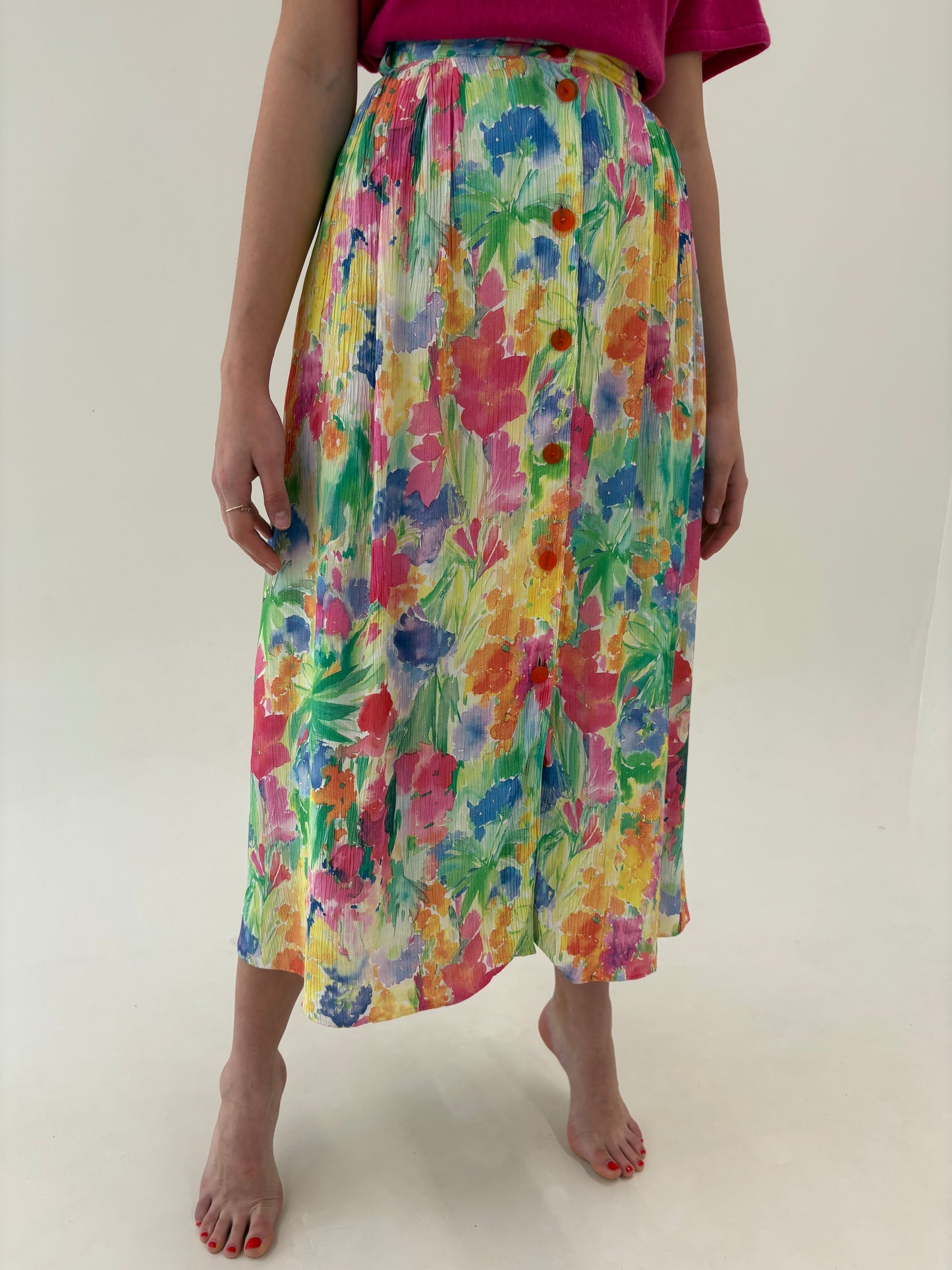 Fusta vintage maxi in culori superbe din material natural no iron
