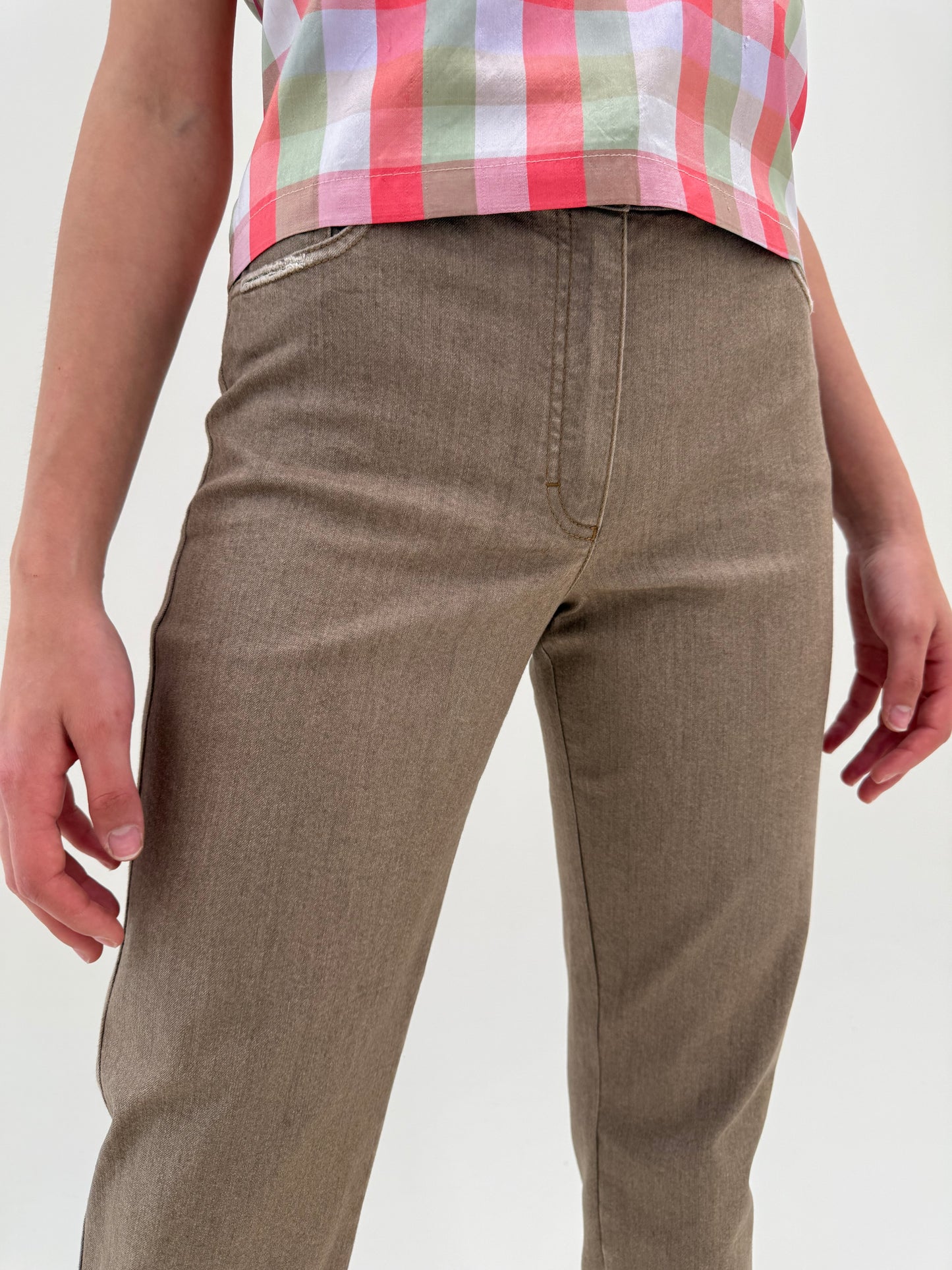 Pantaloni Escada de vară care au lait din bumbac modelator tall