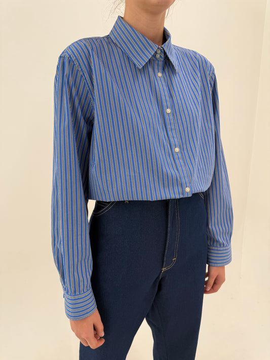 Cămașa plus size Ralph Lauren în dungi din poplin gros de bumbac
