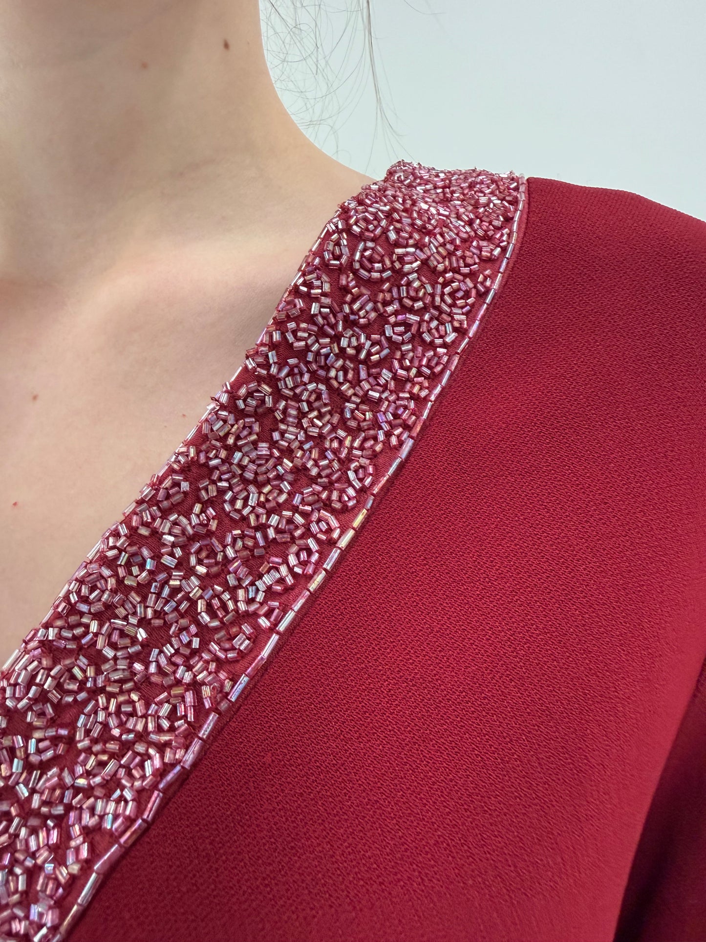 Set burgundy luxury Luisa Spagnoli cu aplicații manuale de la business la seara