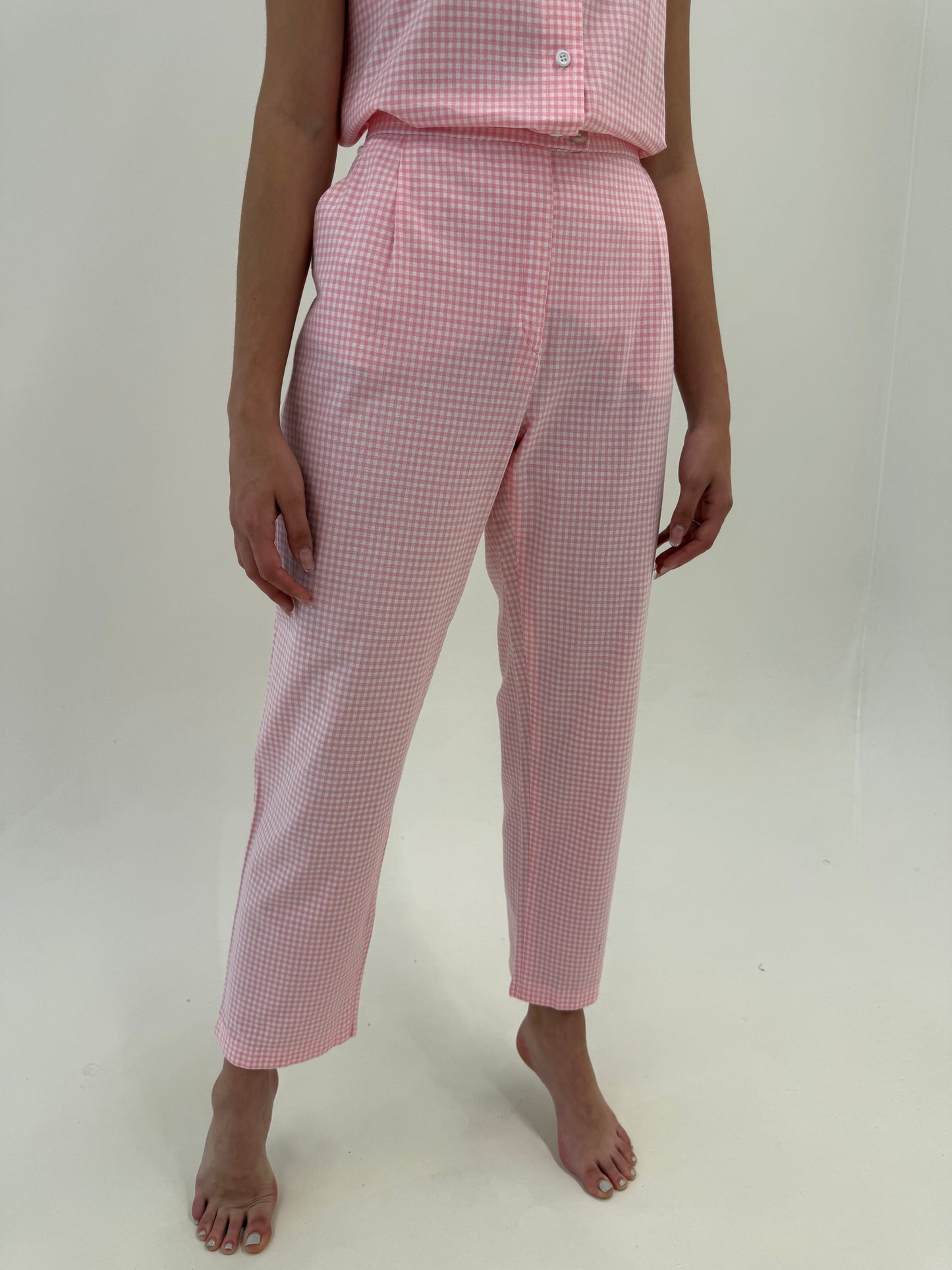 Set gingham din pânză de bumbac powder pink