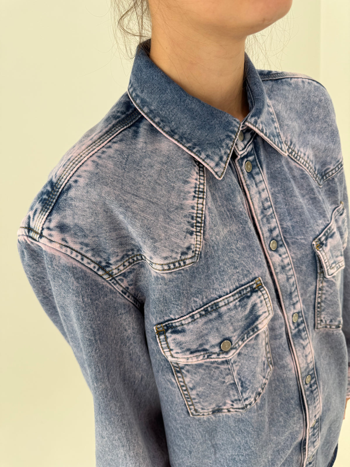 Cămașa tall luxury Diesel din jeans moale de bumbac Pink wash
