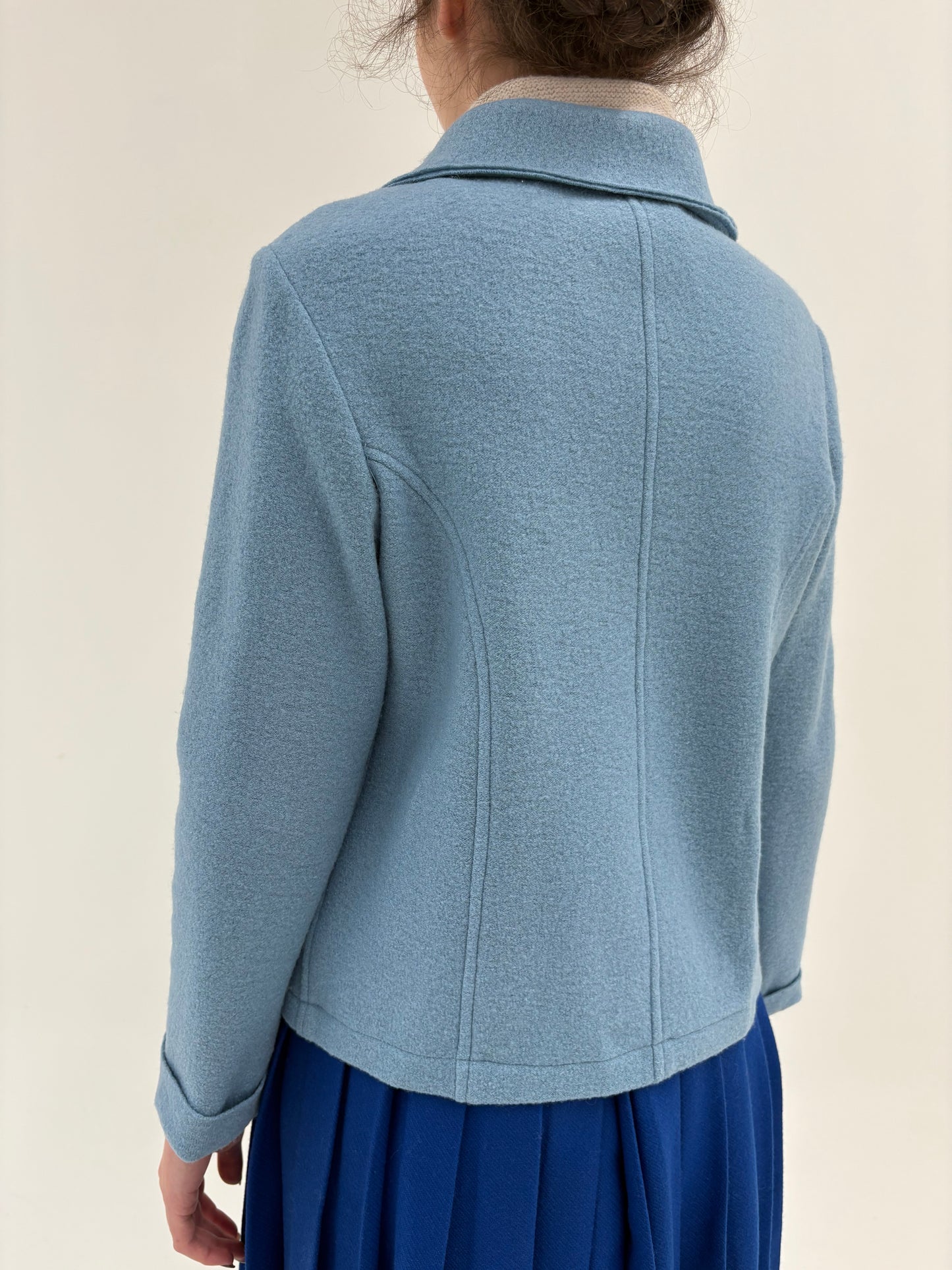 Sacou Italian high end baby blue petite din boiled wool extra confort