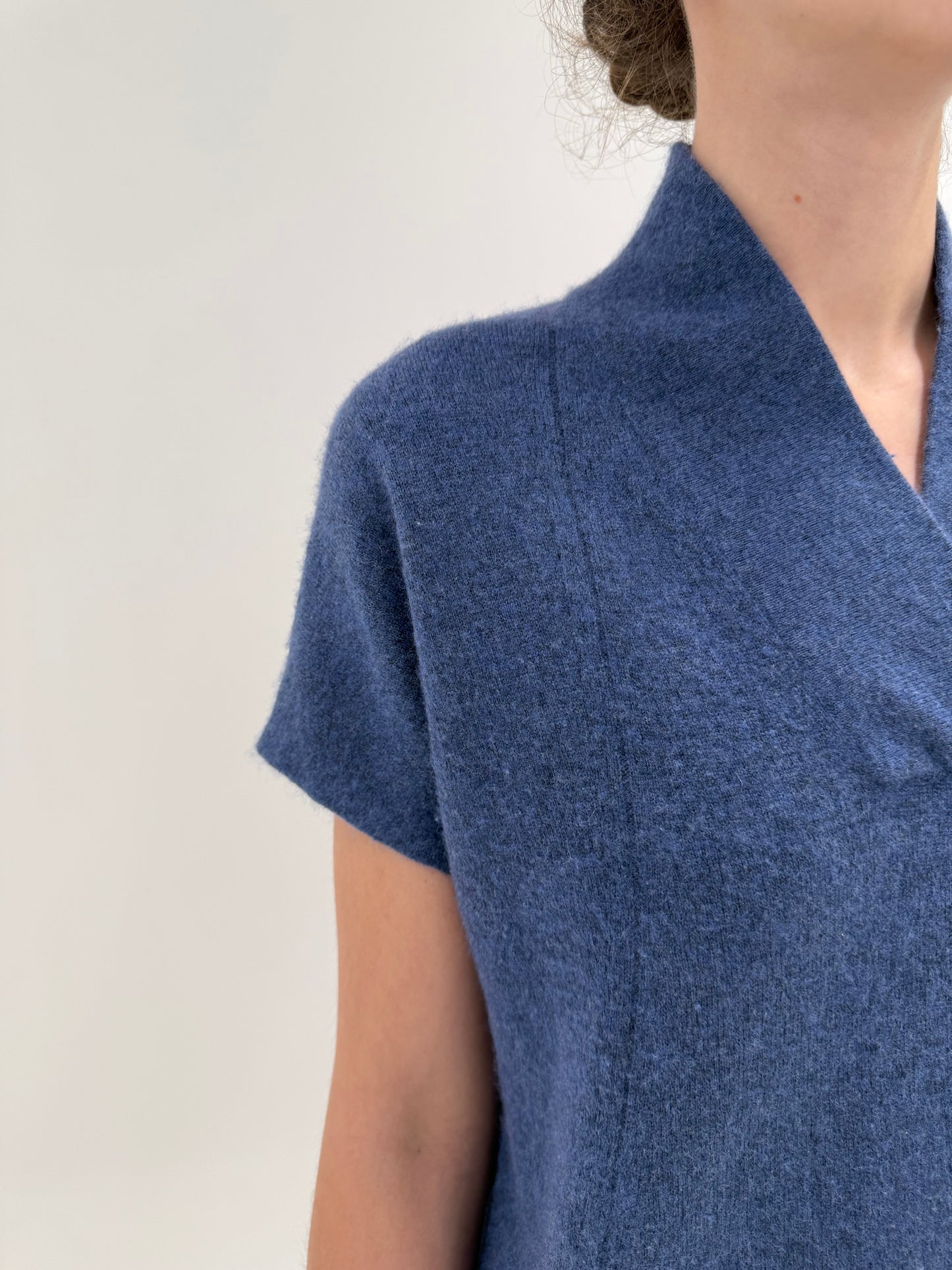 Top jeans blue luxury Madeleine din lana merino și cașmir