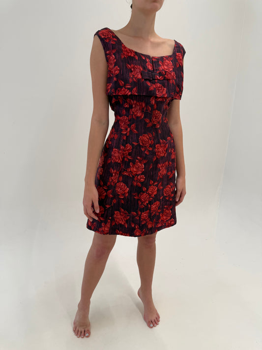 Rochie Old vintage anii 60 de la business la cocktail din mătase naturală