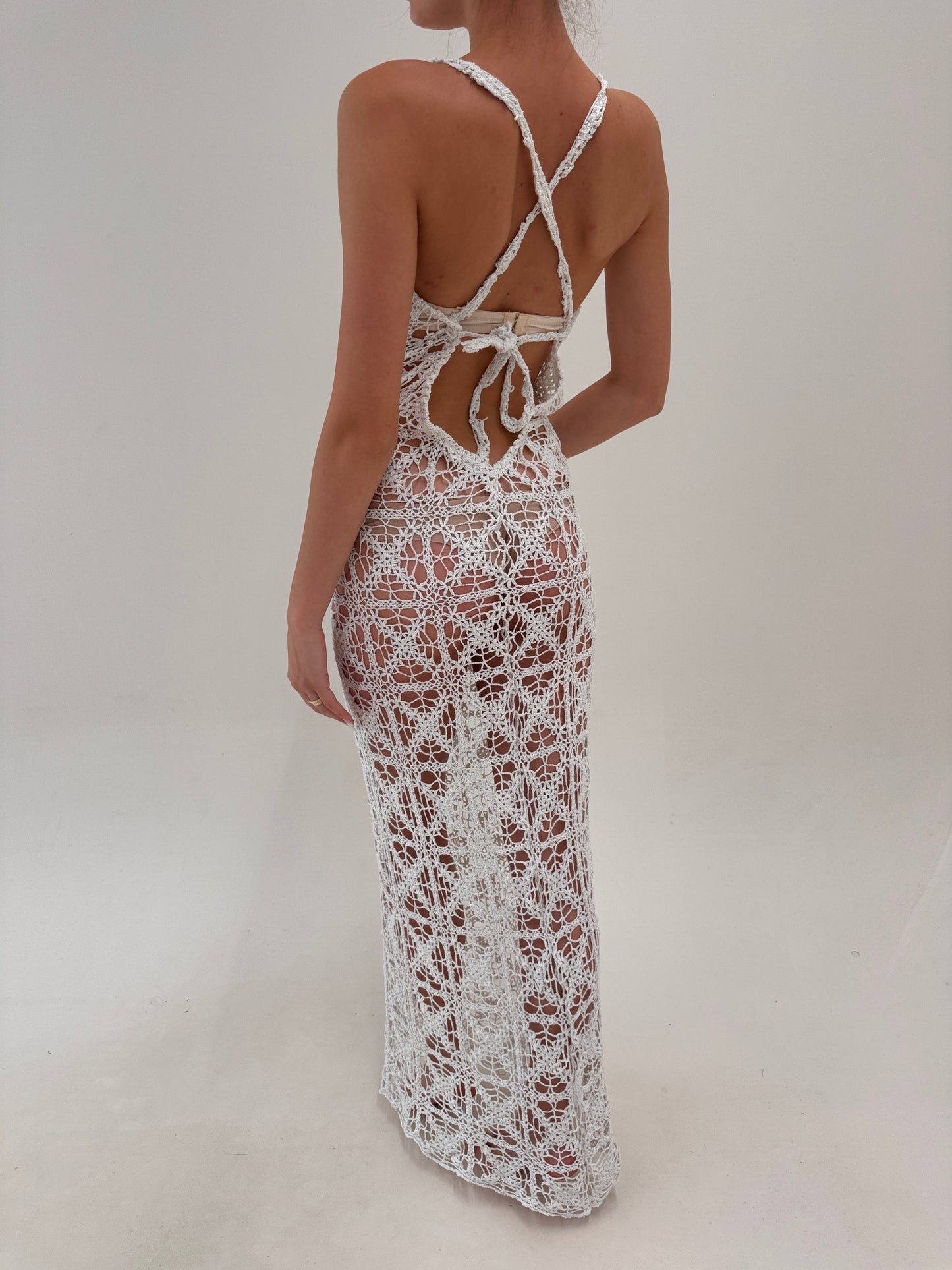 Rochie maxi spectaculoasă tall din macrame lucrat manual