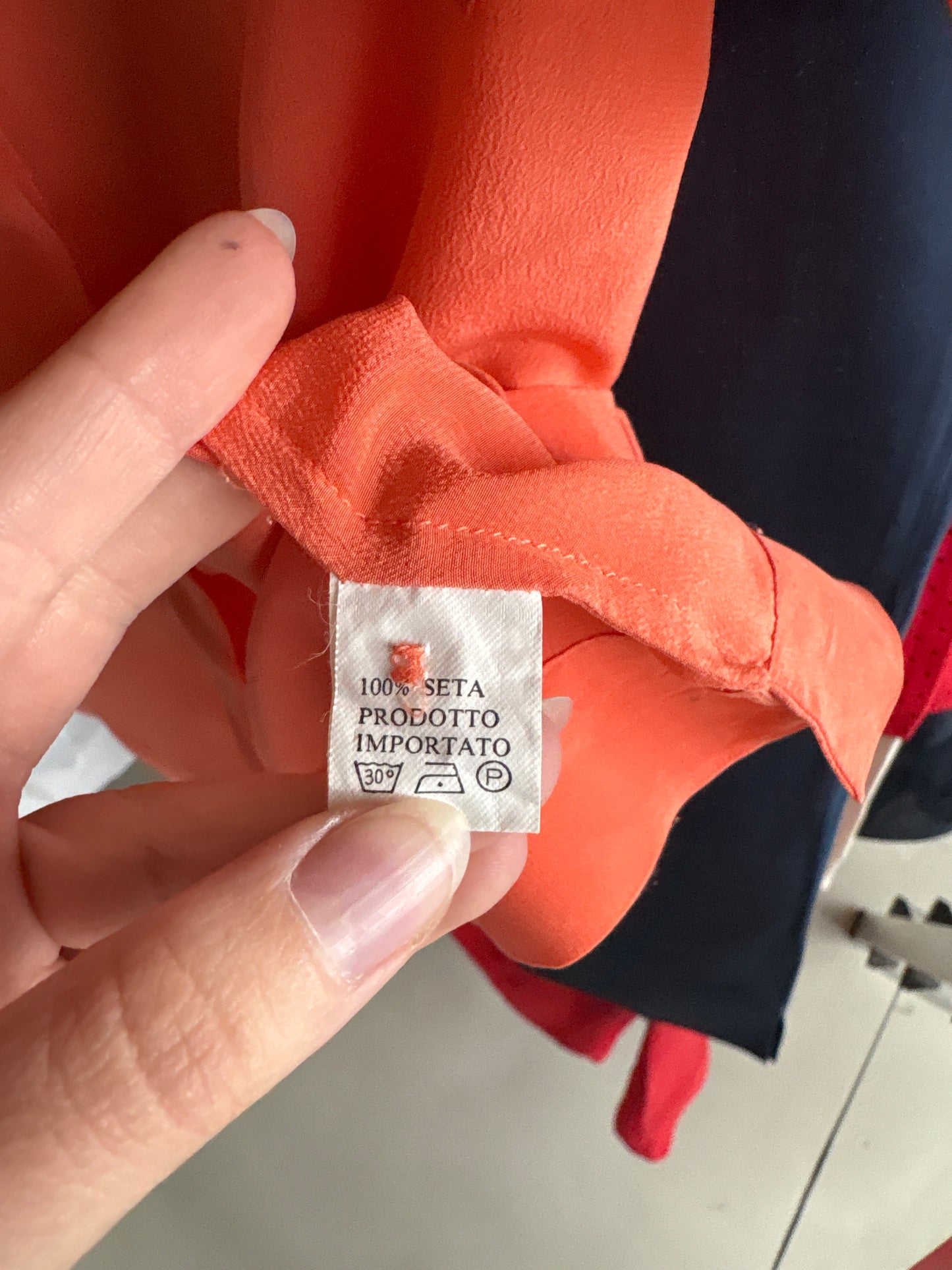 Cămașa italiana din mătase naturală salmon orange