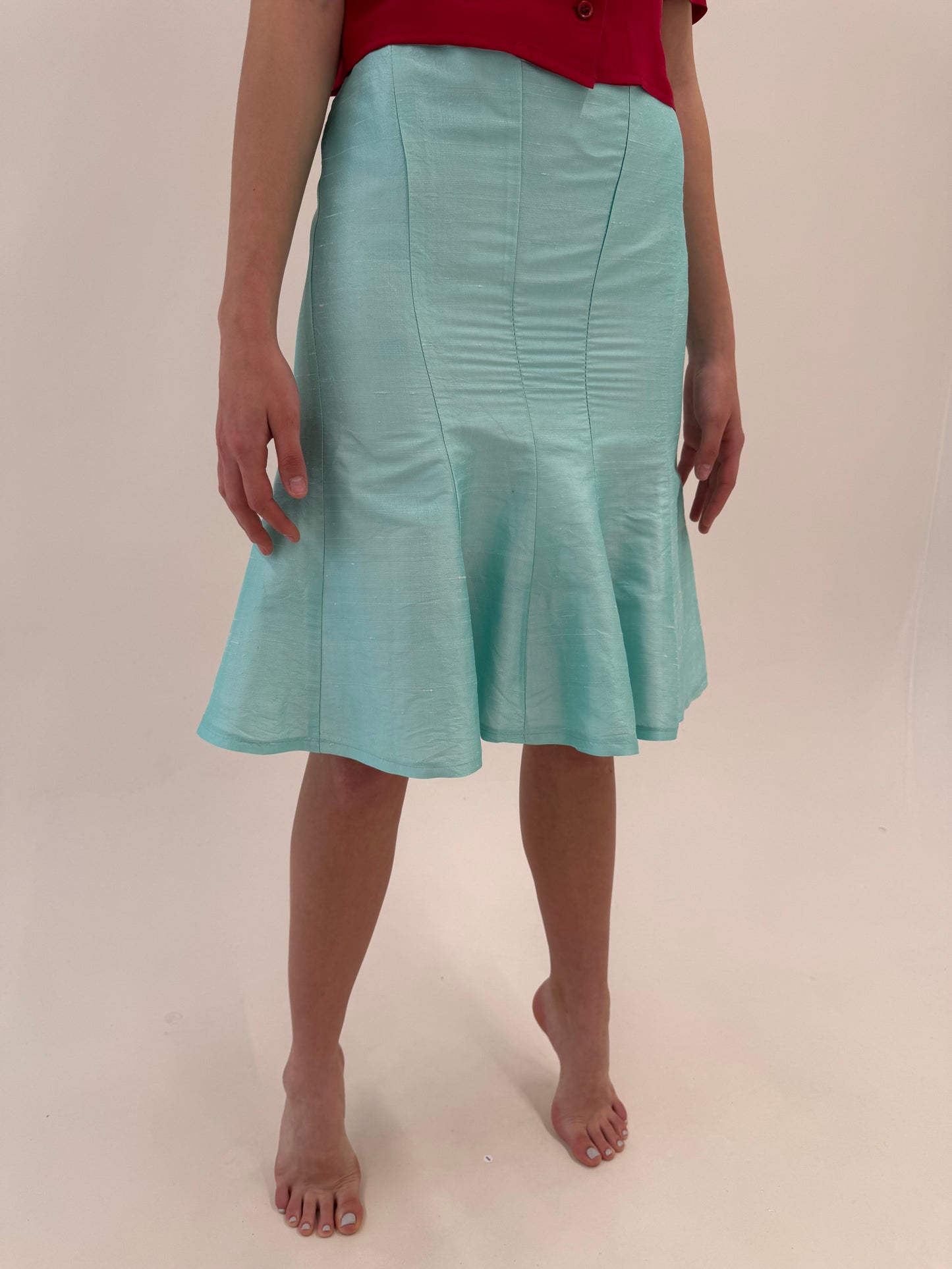 Deux piece din mătase naturală dupioni mint green super feminin